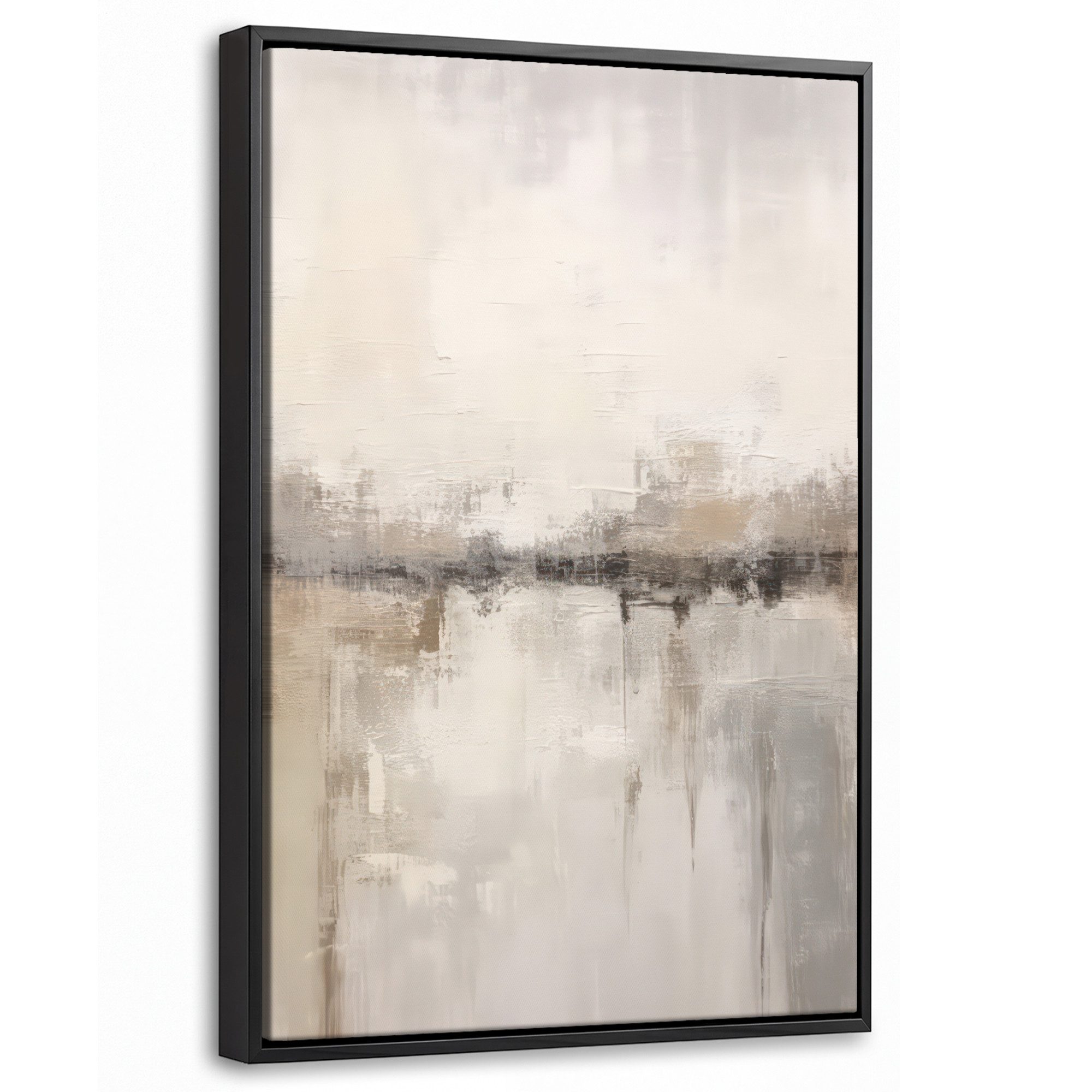 OneMillionCanvasses® Leinwandbild mit Rahmen - Moderne Kunst - Abstrakt - Beige, Fotodruck (1 St), Deko für Wohnzimmer Schlafzimmer Küchen 40x60cm