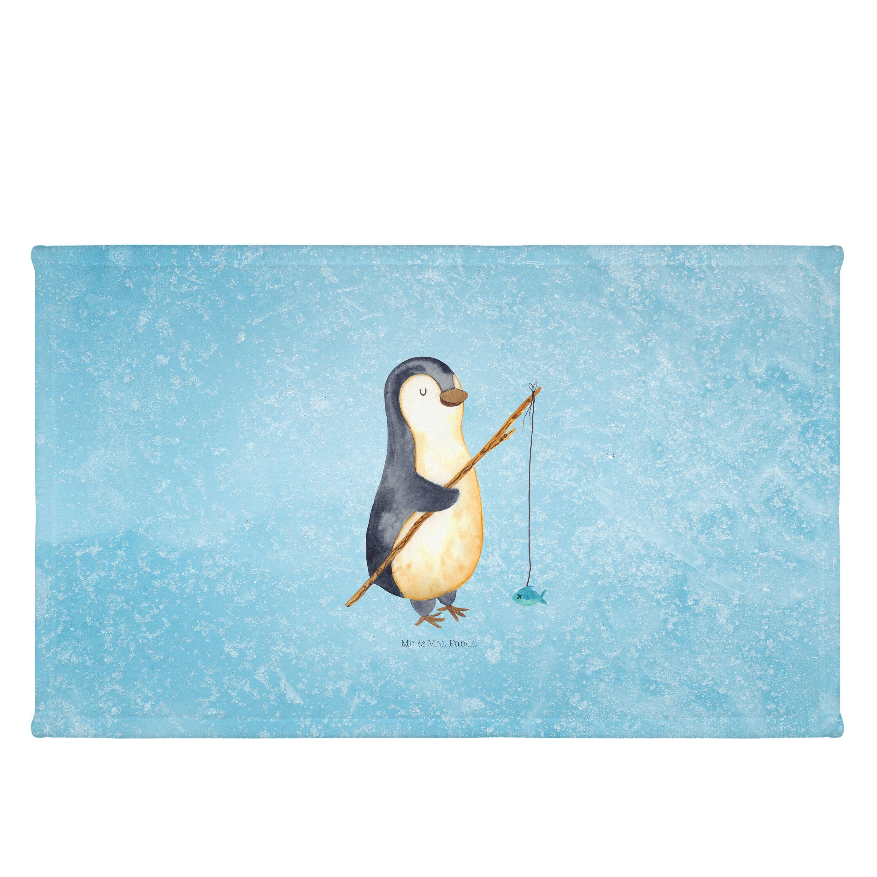 Mr. & Geschenk, Angler (1-St) Handtuch, Pinguin Panda - Mrs. Handtuch groß, Baby, Bad, Eisblau Angel, 