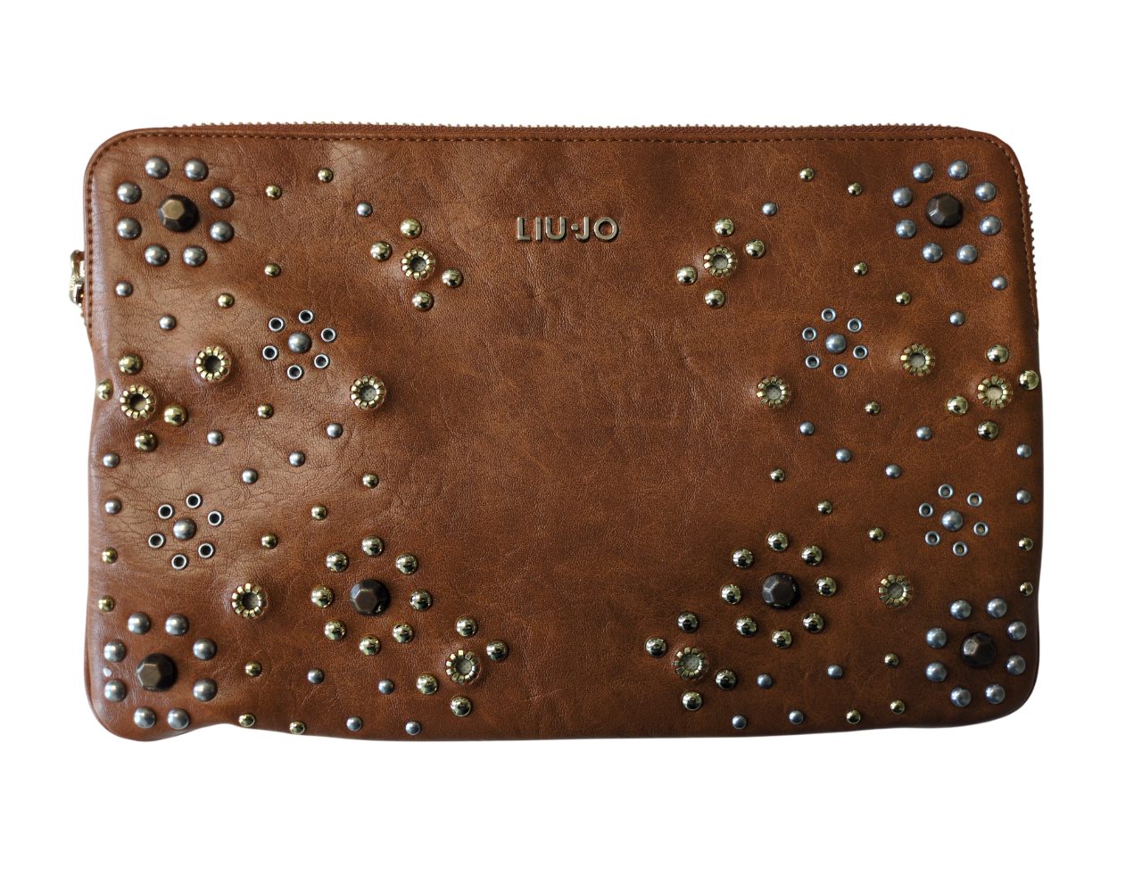 Handtasche Clutch Damen Kunstleder Braun Zipper A14241E0059-71336