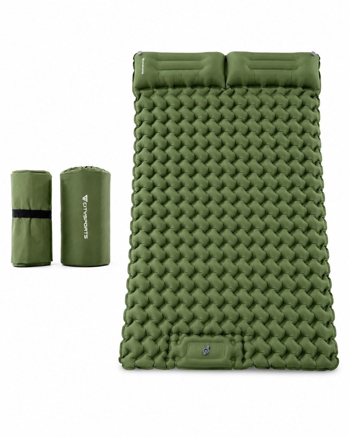 CITYSPORTS Isomatte Selbstaufblasende Camping Isomatte, aufblasbare Luftmatratze Camping, mit Kissen,Fußpumpe,Outdoor Schlafmatte für Zelt SUV Reisen