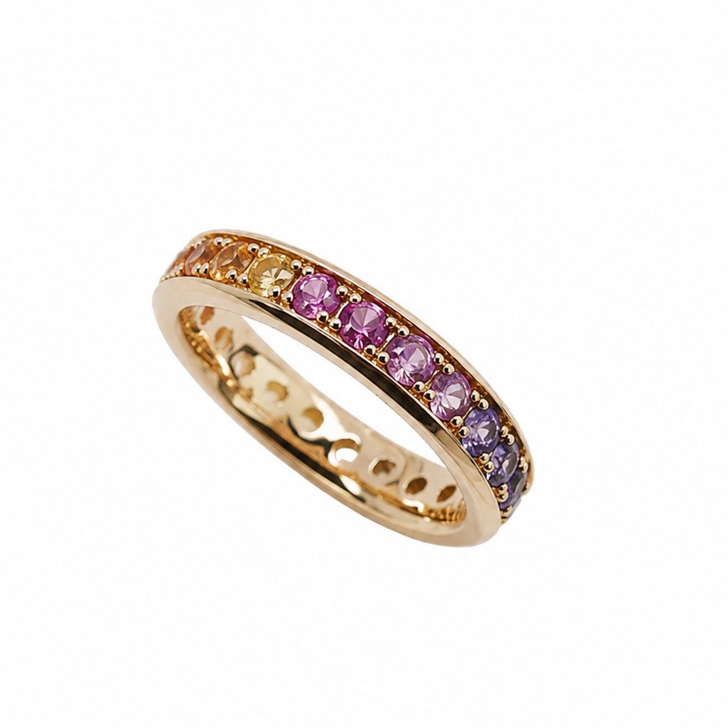 Sogni d'oro Memoirering „Saphirharmonie“ mit multi Saphir, Gelbgold 375
