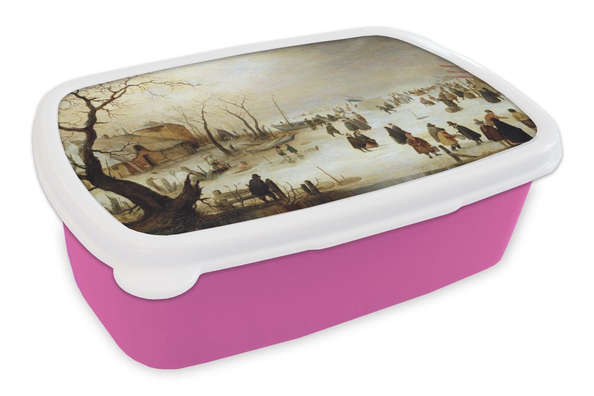 (2-tlg), - für Eine Eis Lunchbox Flusslandschaft rosa Figuren Kunststoff, winterliche von, Erwachsene, Snackbox, auf Kinder, dem mit Mädchen, Brotbox Gemälde Kunststoff MuchoWow Brotdose