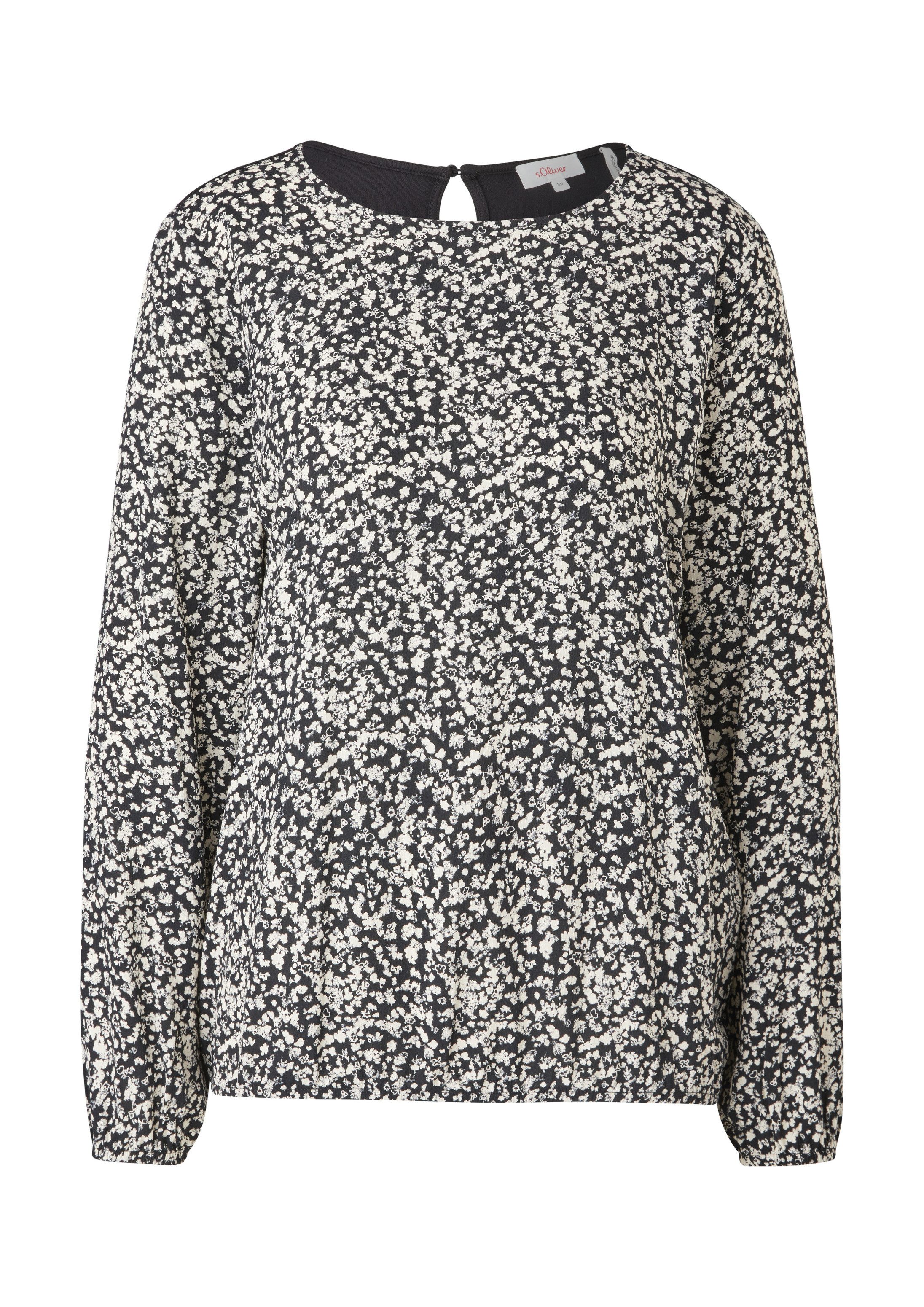 s.Oliver Langarmshirt T-Shirt Blusenshirt im Materialmix mit Print