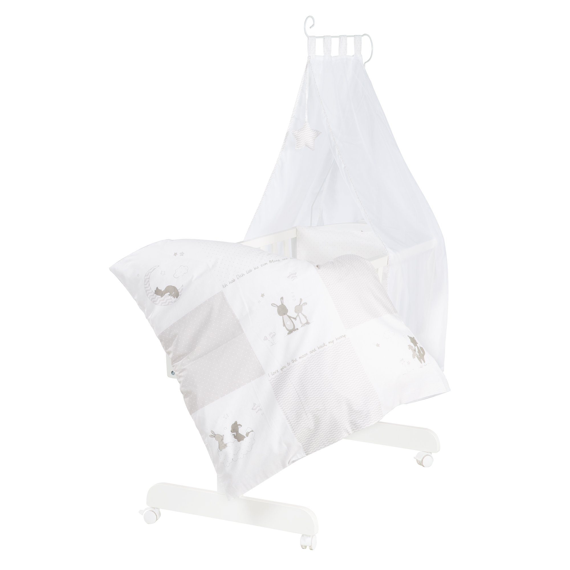 roba® Stubenwagen Fox & Bunny, Stubenwagen & Wiege, weiß lackiert