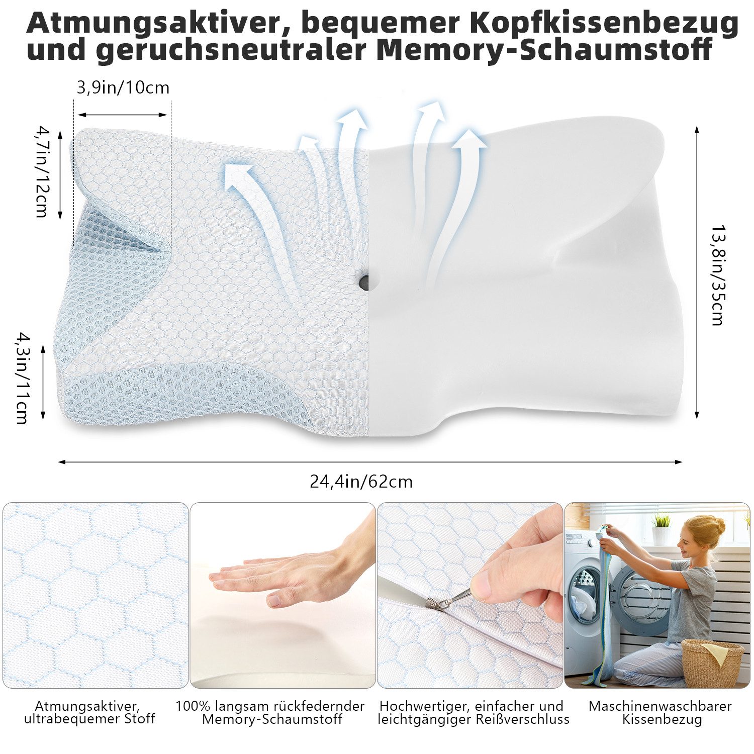 LETGOSPT Kopfkissen Orthopädisches Kissen Ergonomisches Nackenstützkissen günstig online kaufen