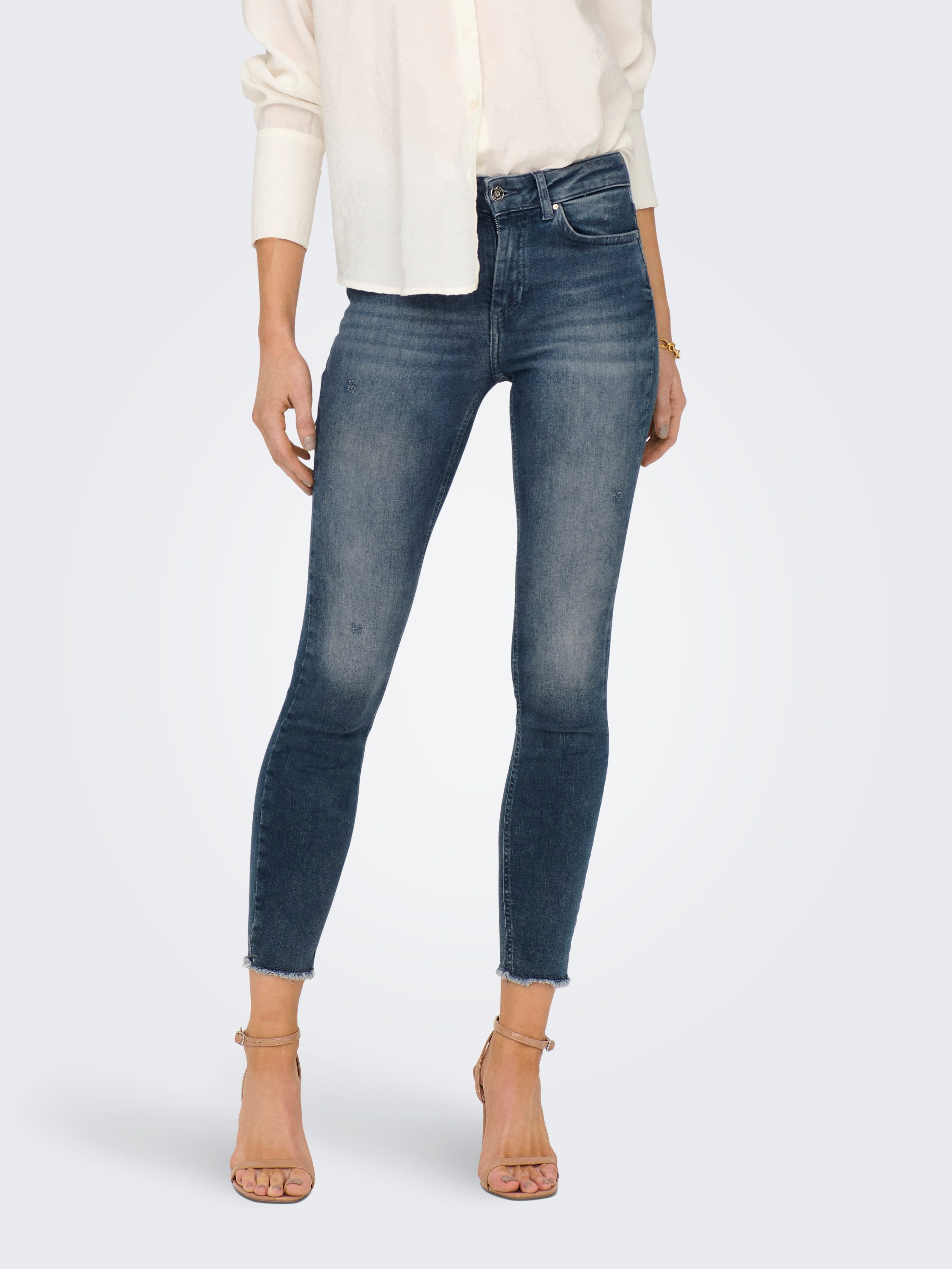ONLY Ankle-Jeans ONLBLUSH MID SK ANK RW REA422 NOOS mit Fransensaum