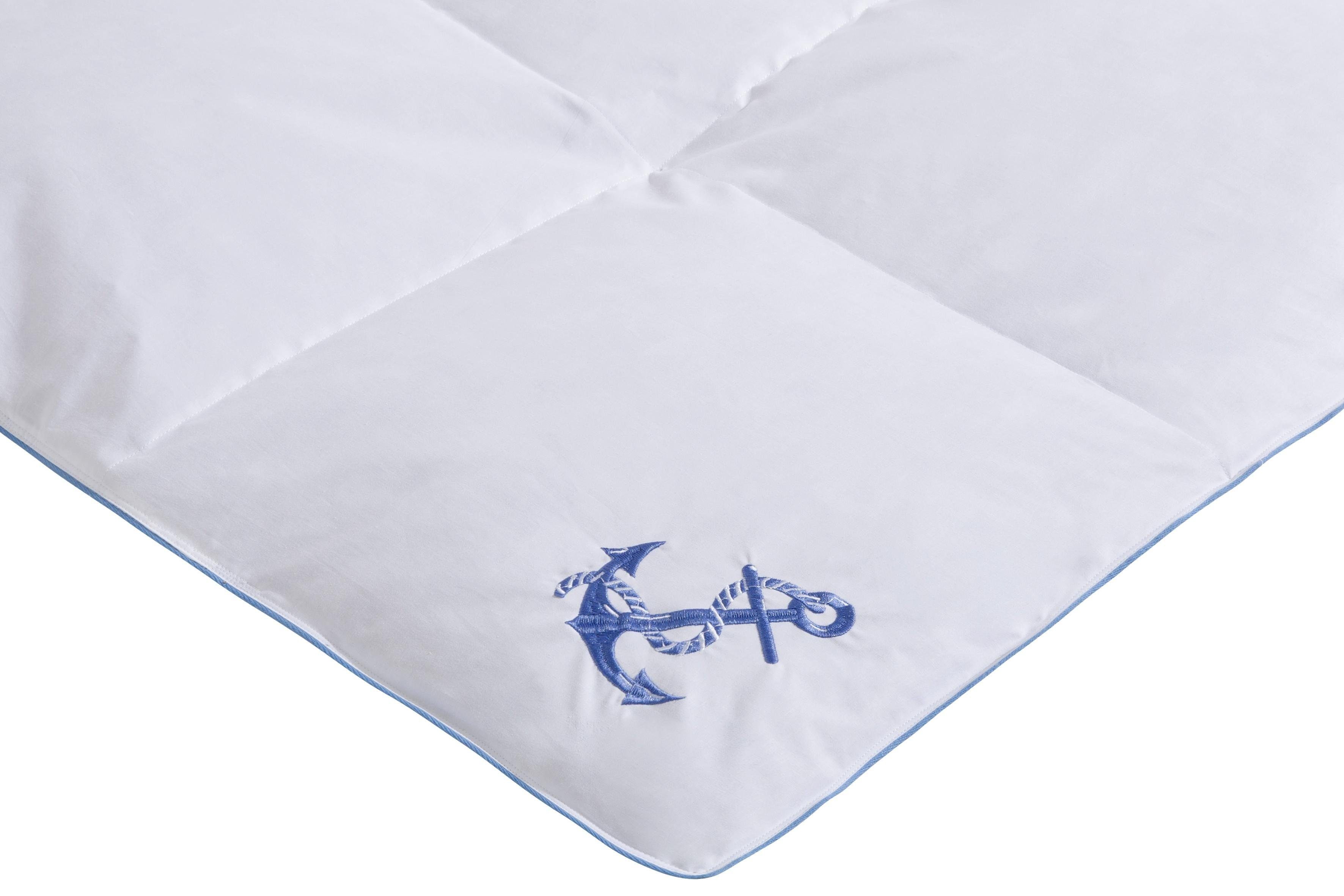 RIBECO Federbettdecke Anker, Füllung: Federn & Daunen, Bezug: 100% Baumwolle, mit aufwendiger Anker-Stickerei