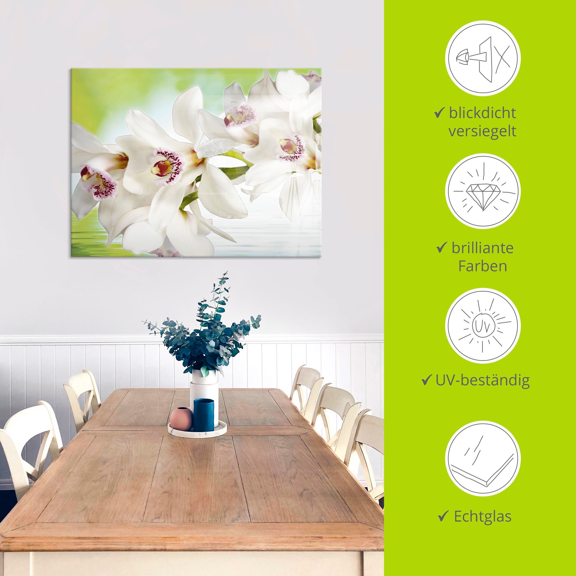 Artland Glasbild Weiße Orchidee, Blumen (1 St), in verschiedenen Größen