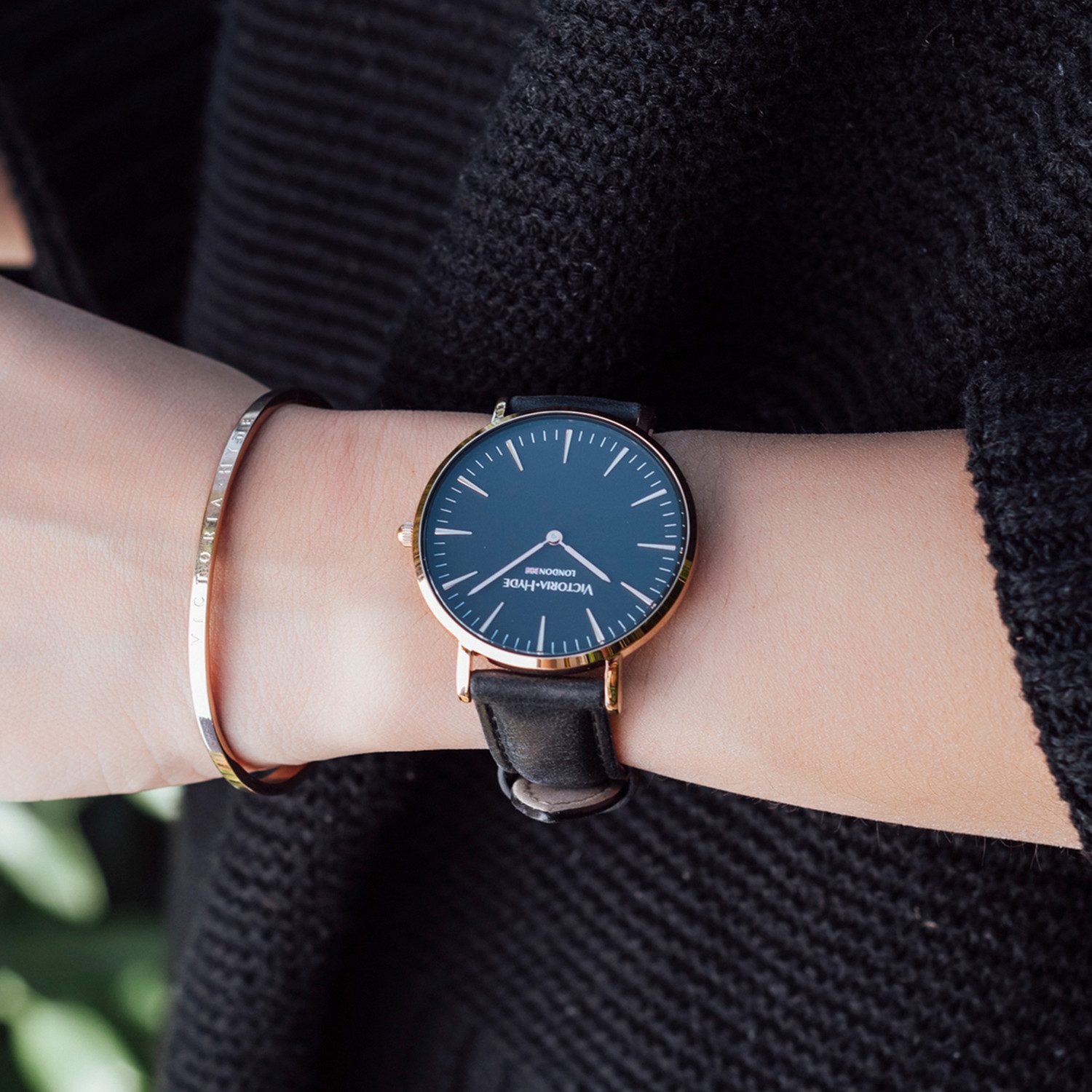 Victoria Hyde Quarzuhr Quarzuhr Quarzuhr Echtes Rindsleder Uhr für Unisex modisch und leger Lederarmband, (1-tlg., Kein Set)