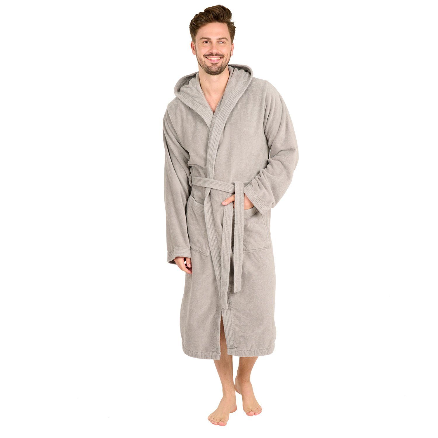 Blumtal Bademantel Herren, Baumwolle, mit gefütterter Kapuze, mit samtigen günstig online kaufen