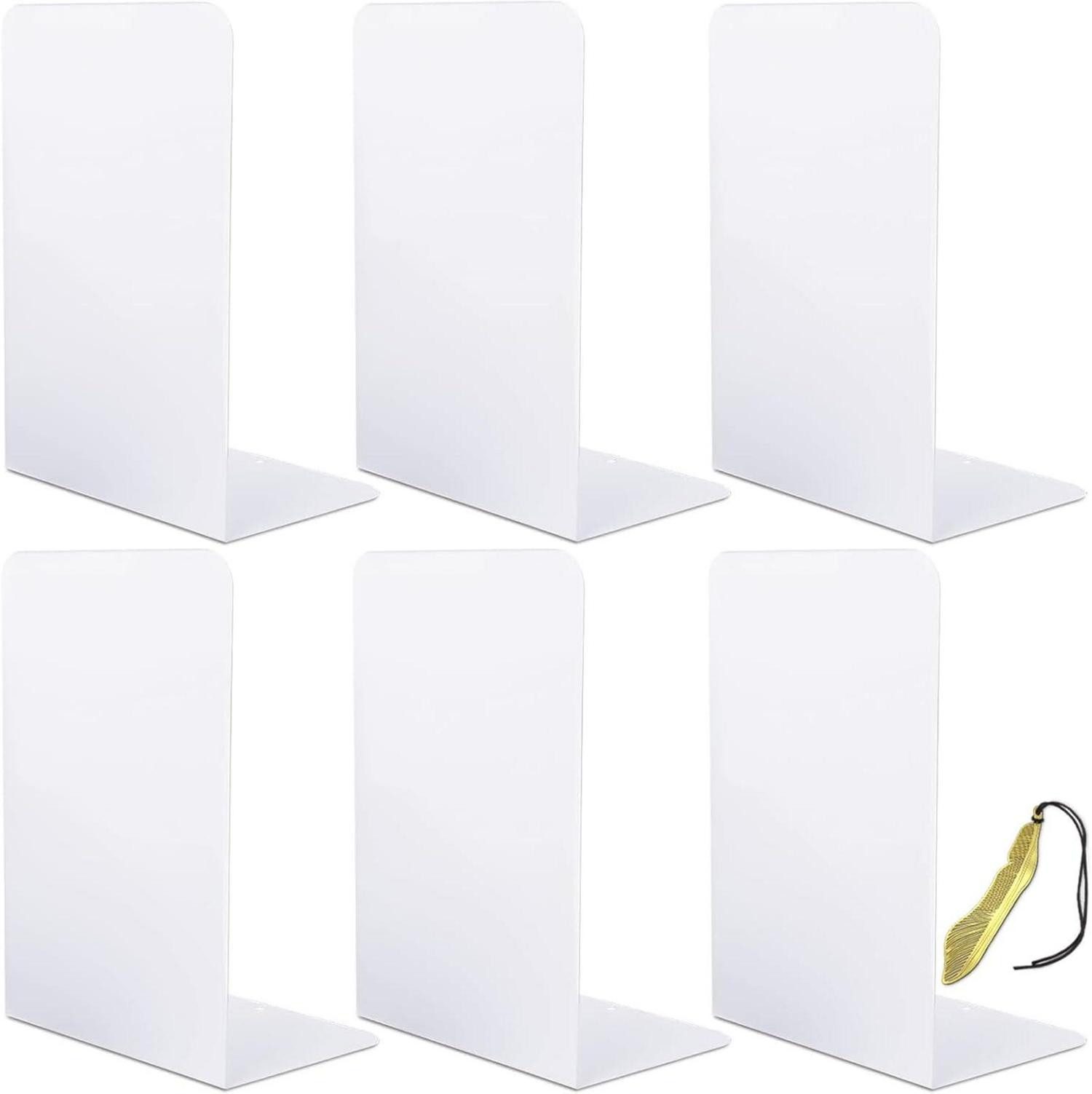 LuxusKollektion Buchstütze Buchstütze Metall L-förmig 3 Paare, Weiss, Geschenkoption