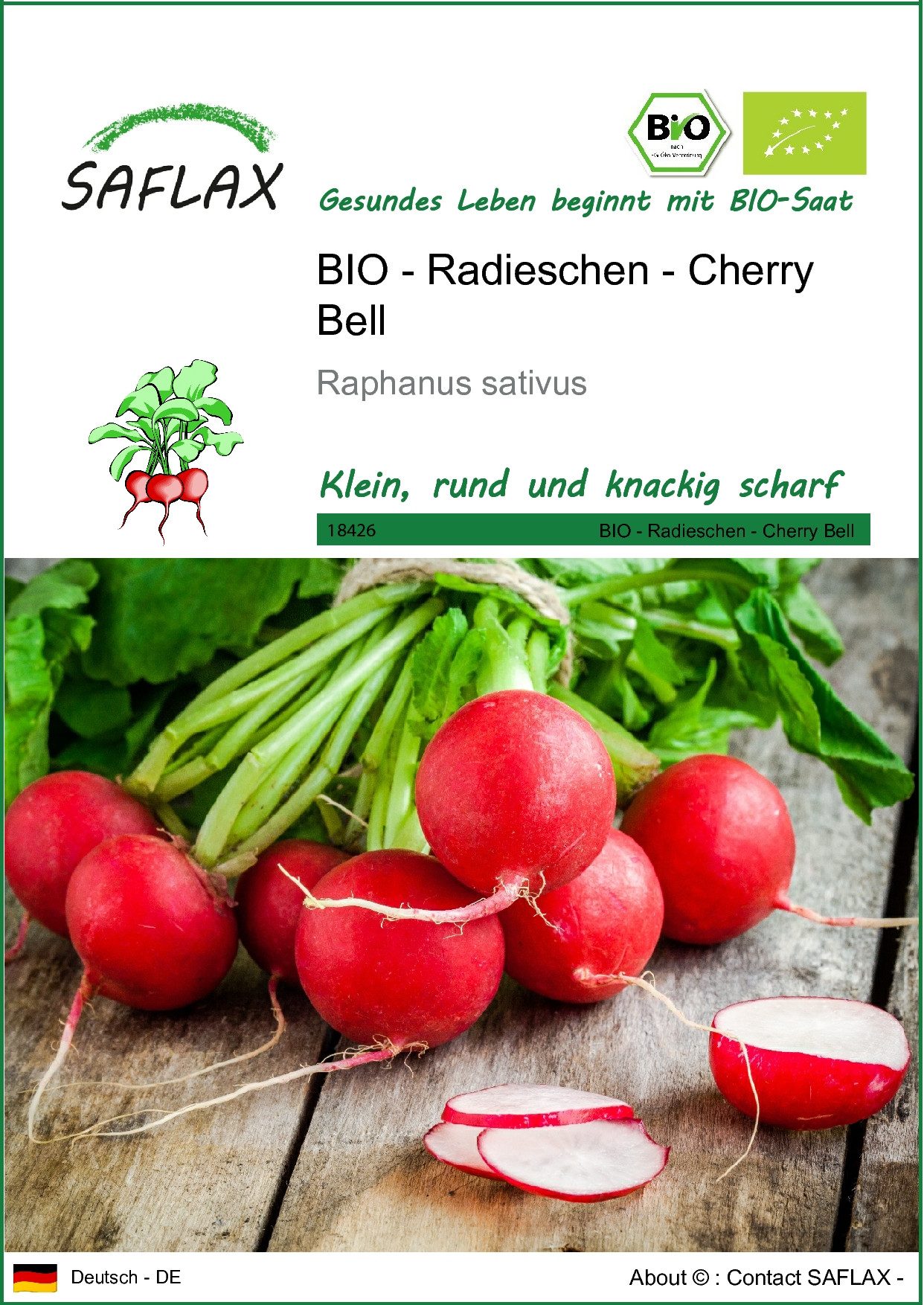 SAFLAX Gemüsesamen SAFLAX - Samen - BIO - Radieschen - Cherry Bell