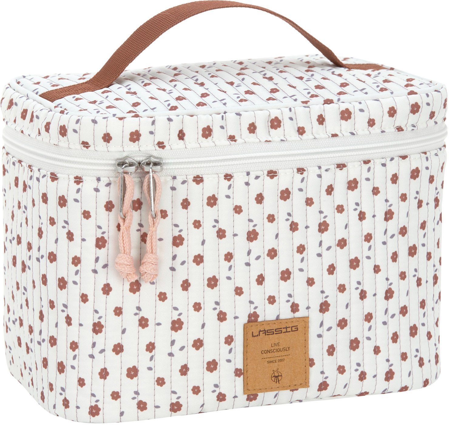 Wickeltasche Organizer, vegan Wickeltisch White, Flowers LÄSSIG PETA-approved