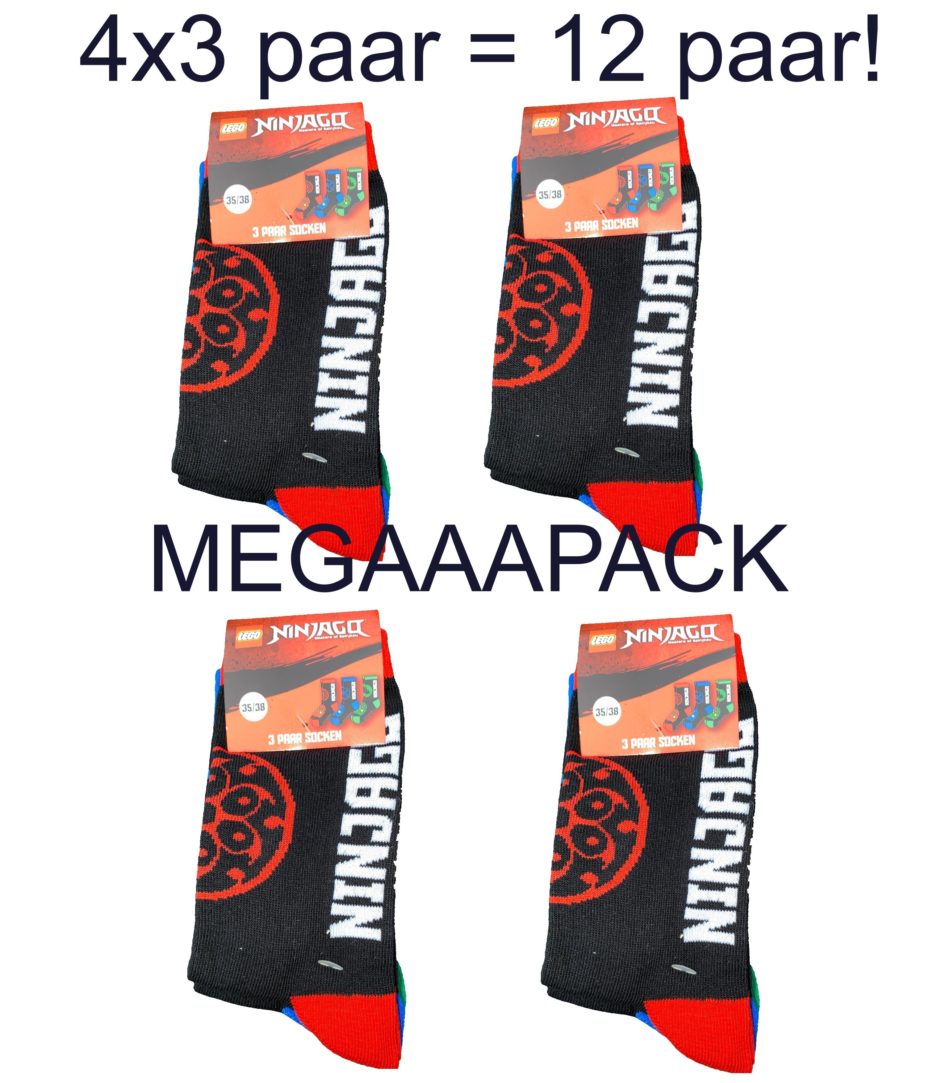 LEGO® kidswear Freizeitsocken 12x LEGO NINJAGO SOCKEN Jungen Strümpfe 27/30 31/34 35/38 Logo Lego Ninjago