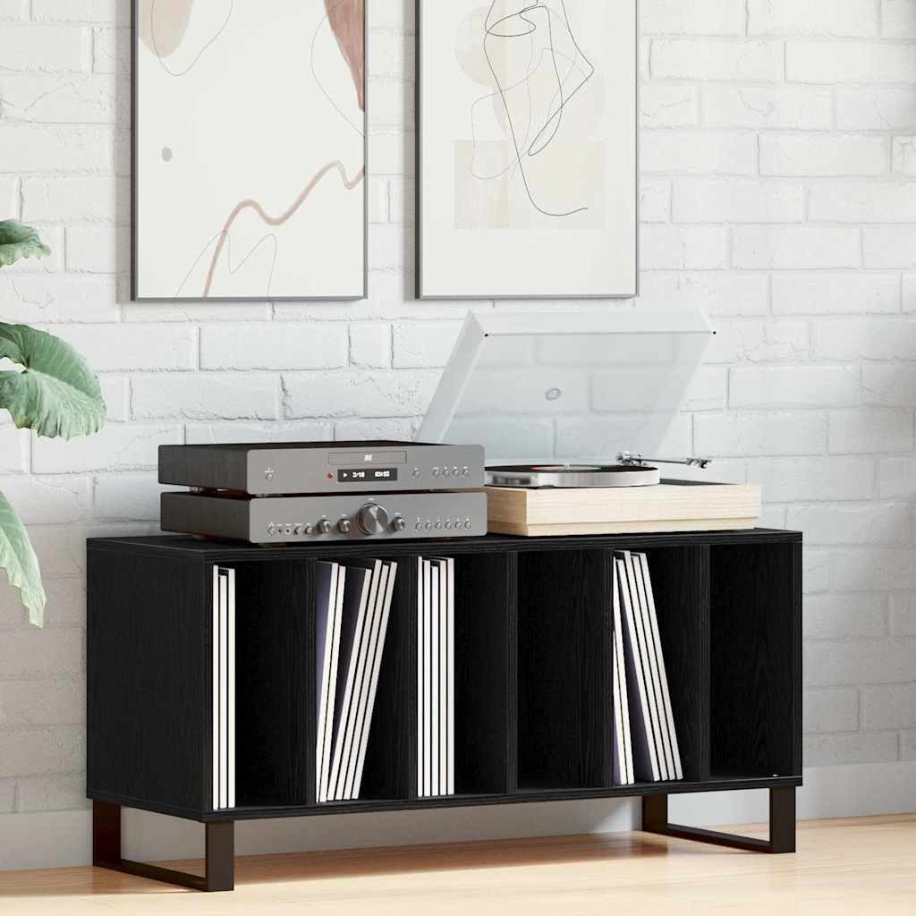 vidaXL Media-Regal, Schallplattenschrank Schwarz Eichen-Optik 100 x 38 x 48 cm
