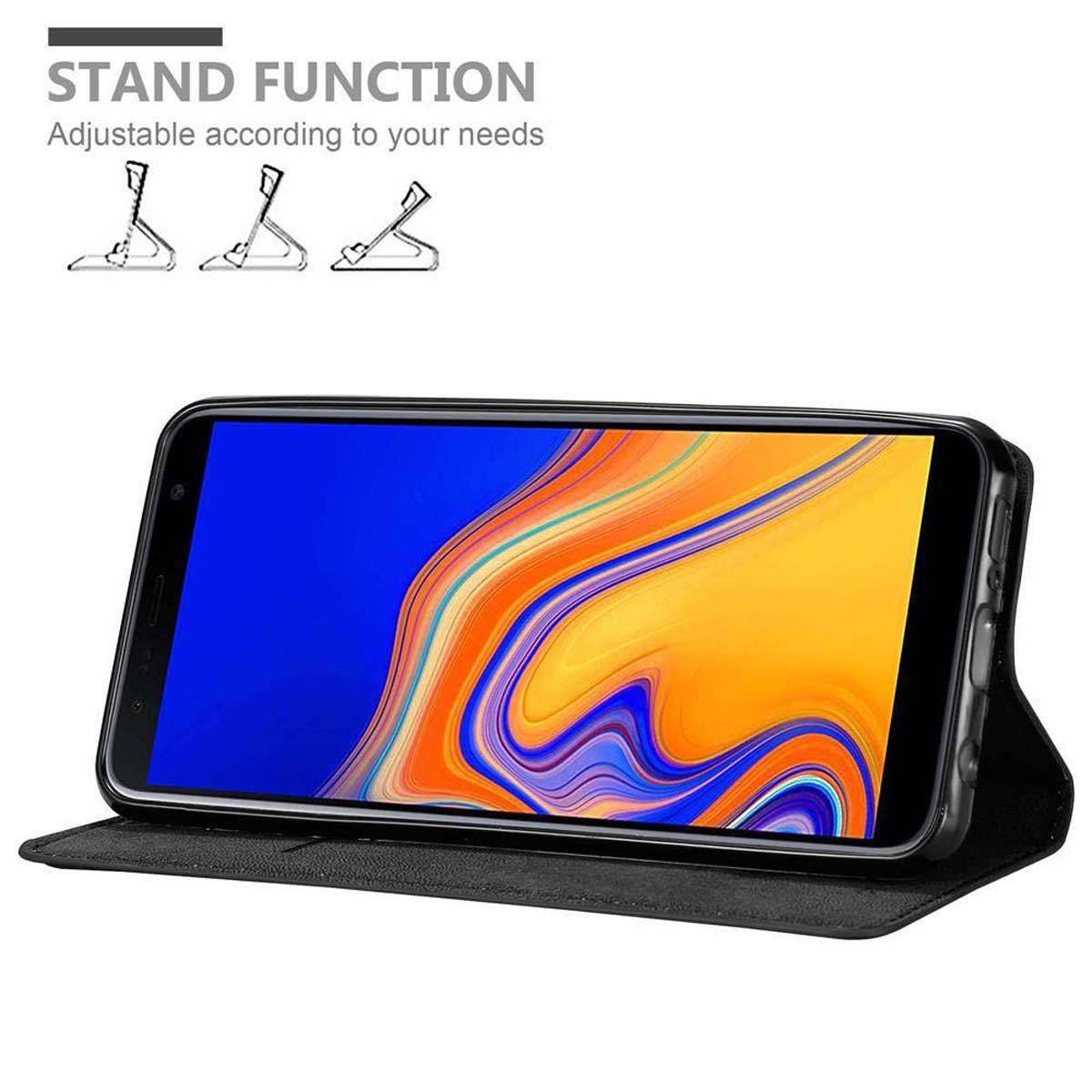 Cadorabo Handyhülle für Samsung Galaxy J6 PLUS Hülle Samsung Galaxy J6 PLUS, Hülle Schutzhülle mit Standfunktion, Magnetverschluss und Kartenfach