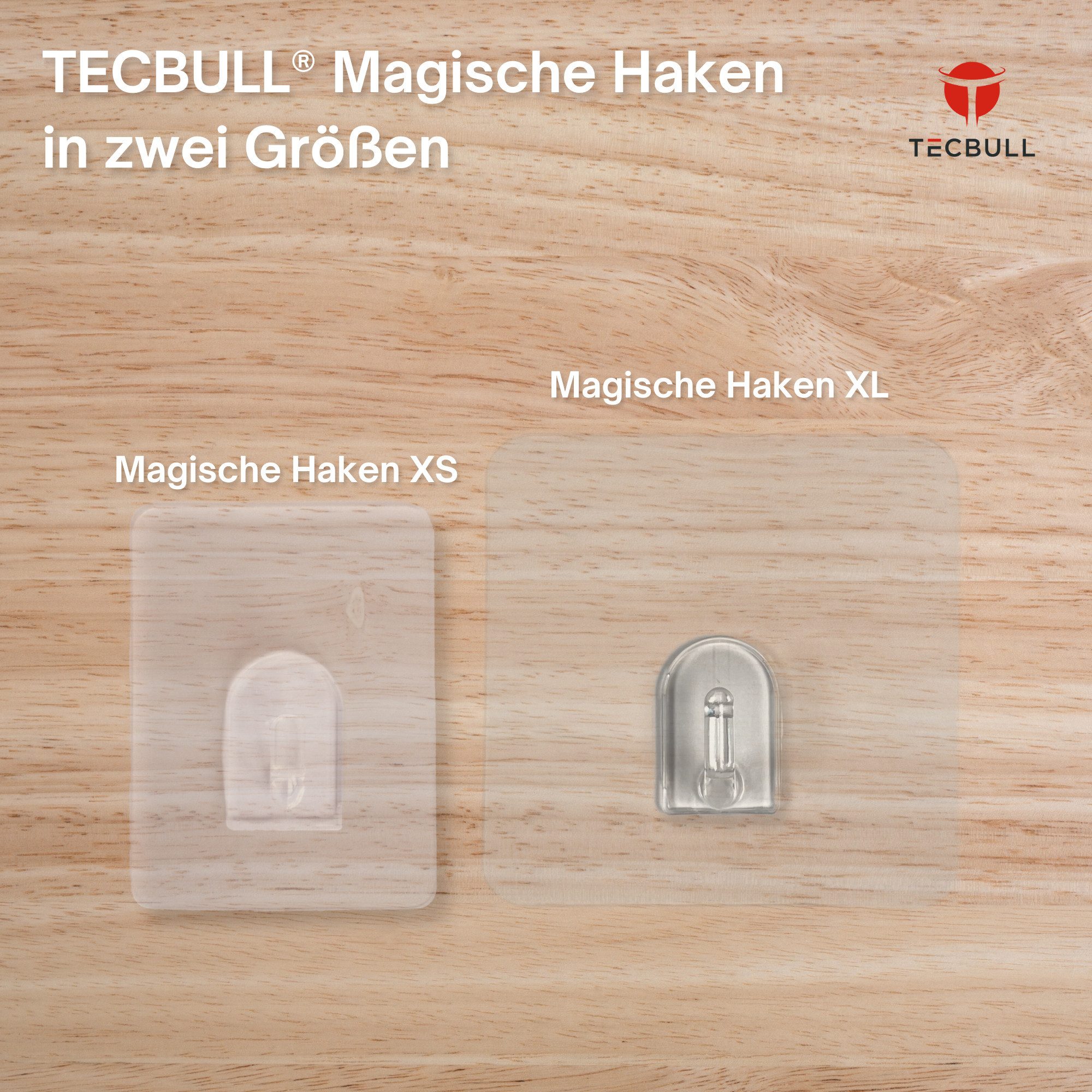 TECBULL Klebehaken Magische Haken XS klein, rückstandsfrei ablösbar, wiederverwendbar, Bad, Badezimmer, Küche, Camping, Caravan, Wohnmobil, Camper, Wohnwagen, Fenster, Türen, auf Reisen, im Urlaub, Hotel, (8-St), klein, ohne Bohren, rückstandsfrei ablösbar, wiederverwendbar