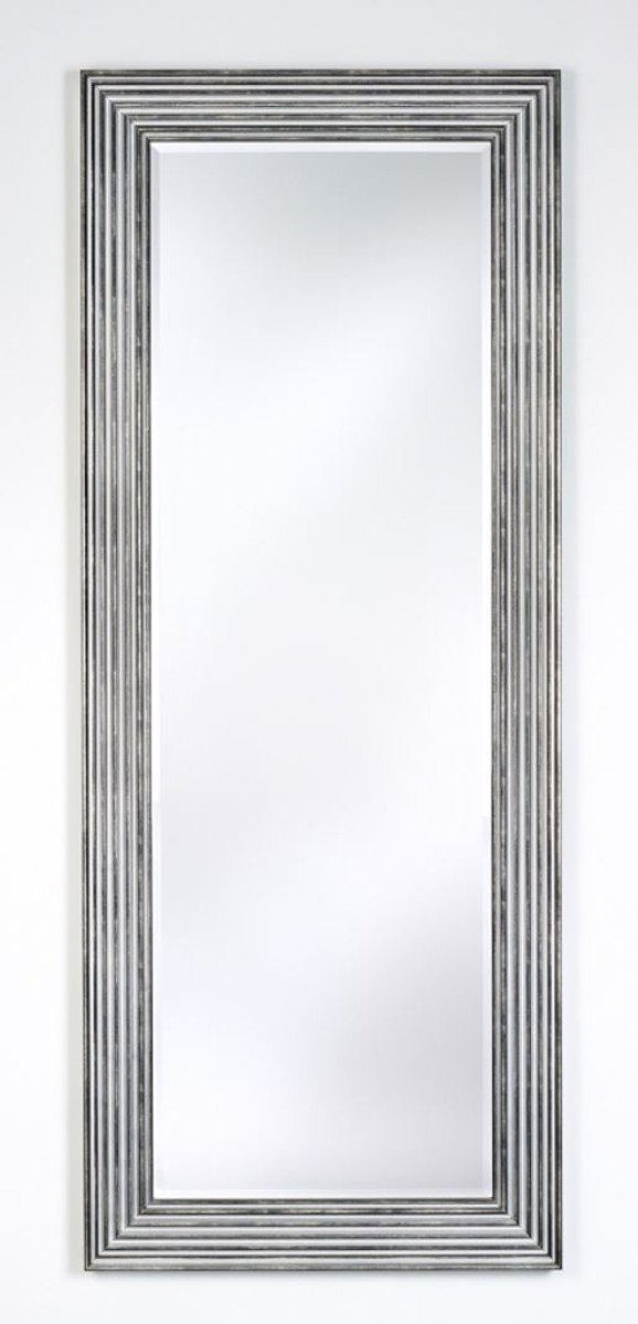 Casa Padrino Spiegel Luxus Wohnzimmer Spiegel Silber / Schwarz 67 x H. 167 cm - Wohnzimmer Accessoires