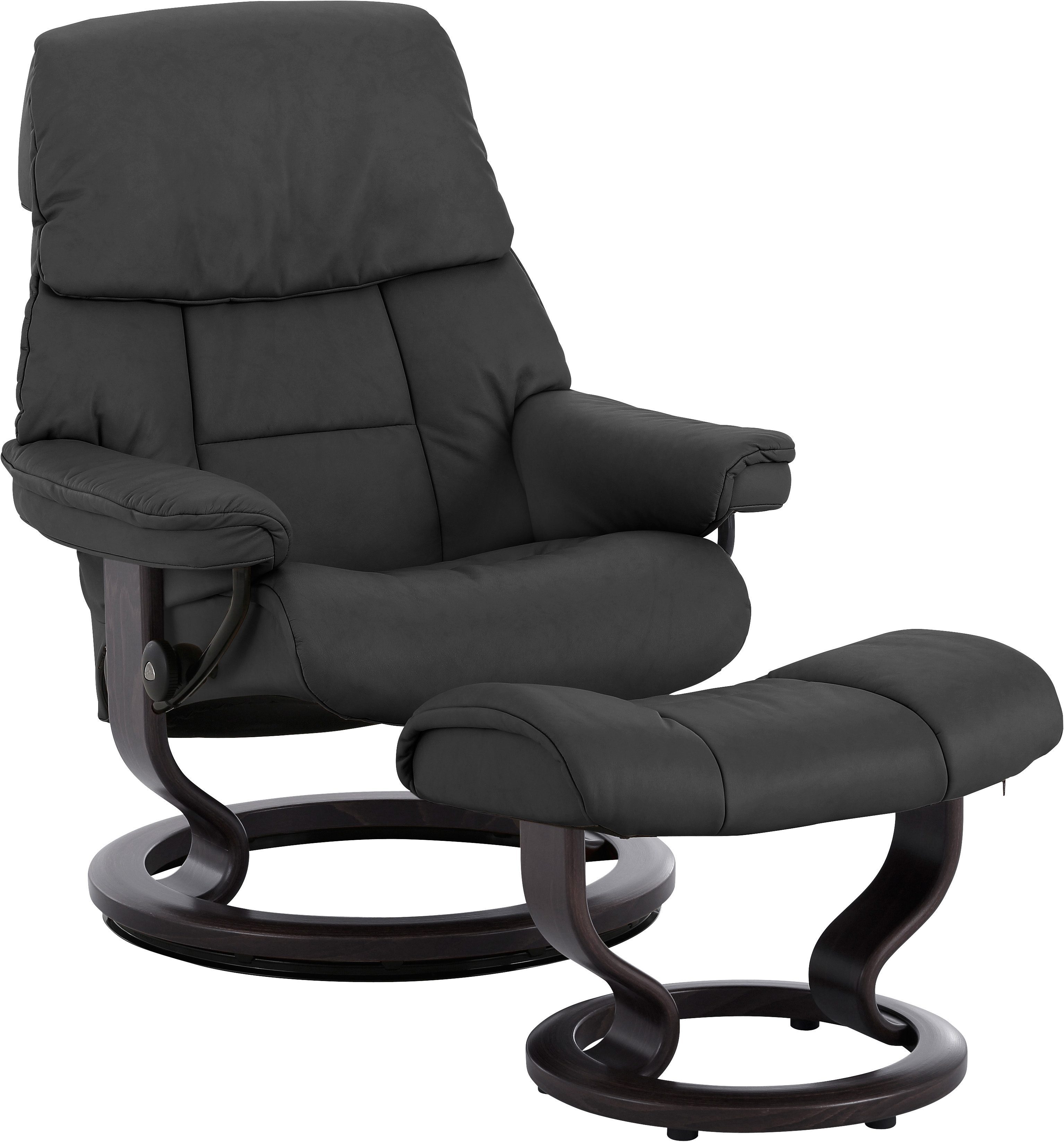 Stressless® Relaxsessel Ruby (Set, Relaxsessel mit Hocker), mit Classic Base, Größe L, Gestell Eiche, Wenge, Braun & Schwarz