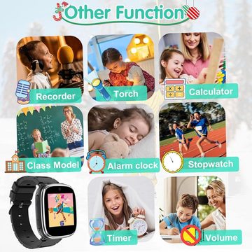 Sepdek Smartwatch (1,54 Zoll, SIM-Karte), Kinder Telefon Uhr mit Schrittzähler Hörbücher Spiel Aufkleber-Kamera