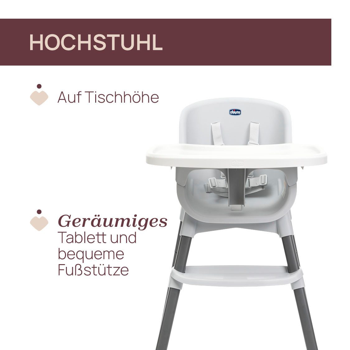 Chicco Hochstuhl Zest Plus Wooden Grey, mit abnehmbarem Tablett günstig online kaufen