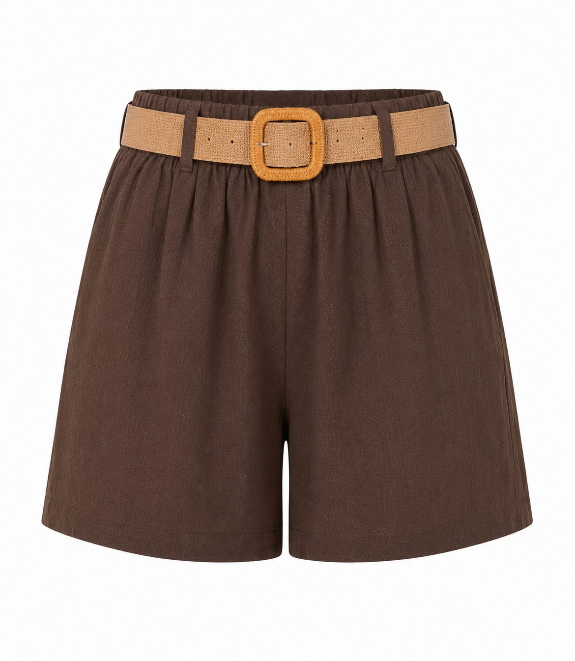 ITALY VIBES Bermudas - kurze Sommerhose mit Flechtgürtel für Damen - modische Shorts ONE SIZE - passend für Größen S bis L