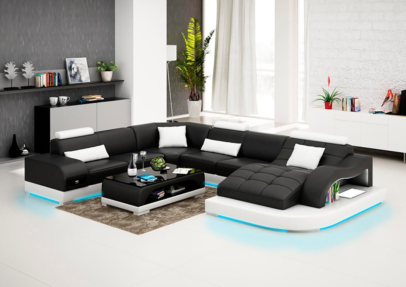 JVmoebel Ecksofa, Eck Ecksofa Couch Sofa Design Modern Ledersofa Wohnlandschaft