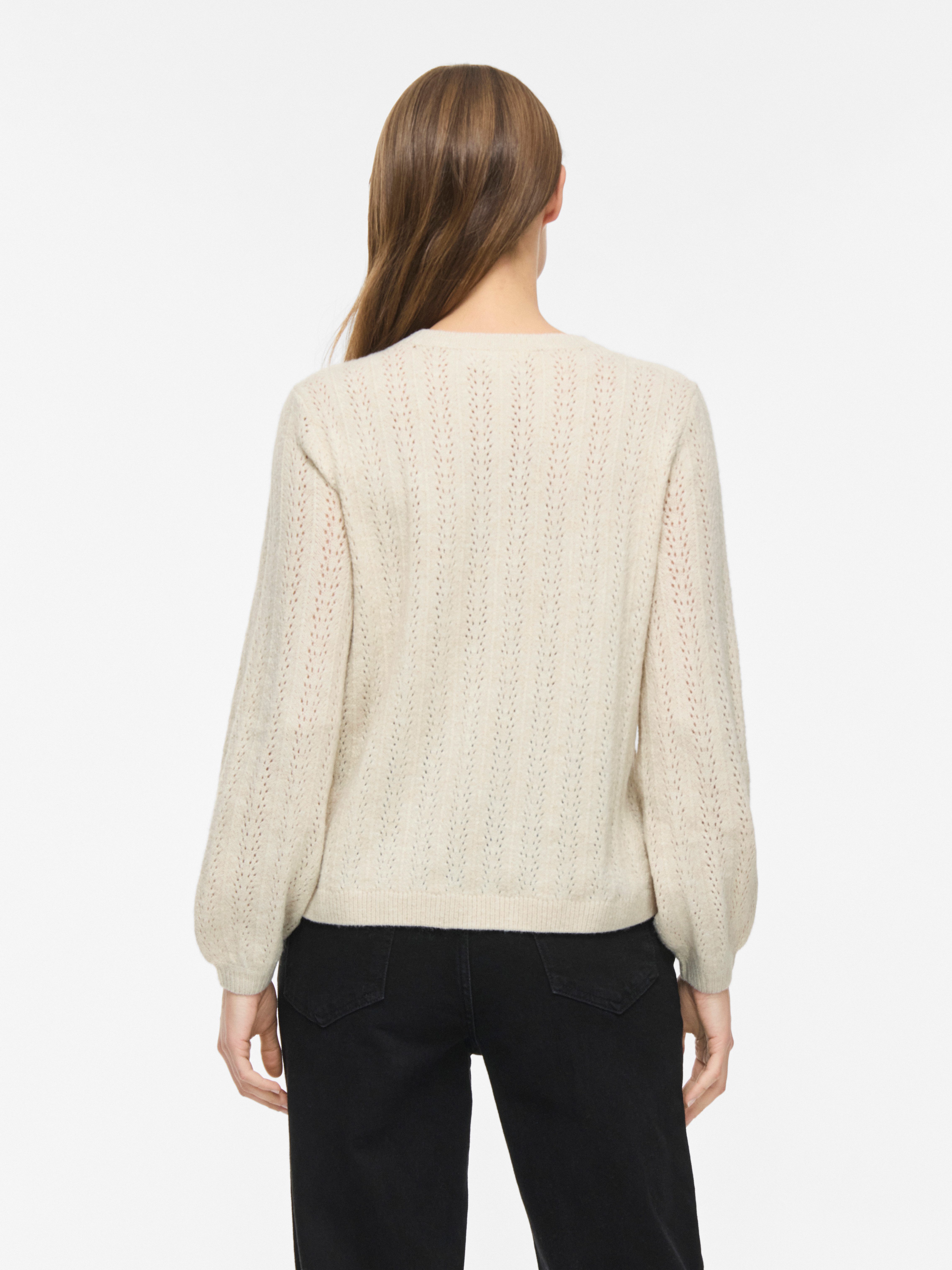 Vila Strickpullover VILIGA POINTELLE L/S O-NECK TOP -NOOS Materialmix