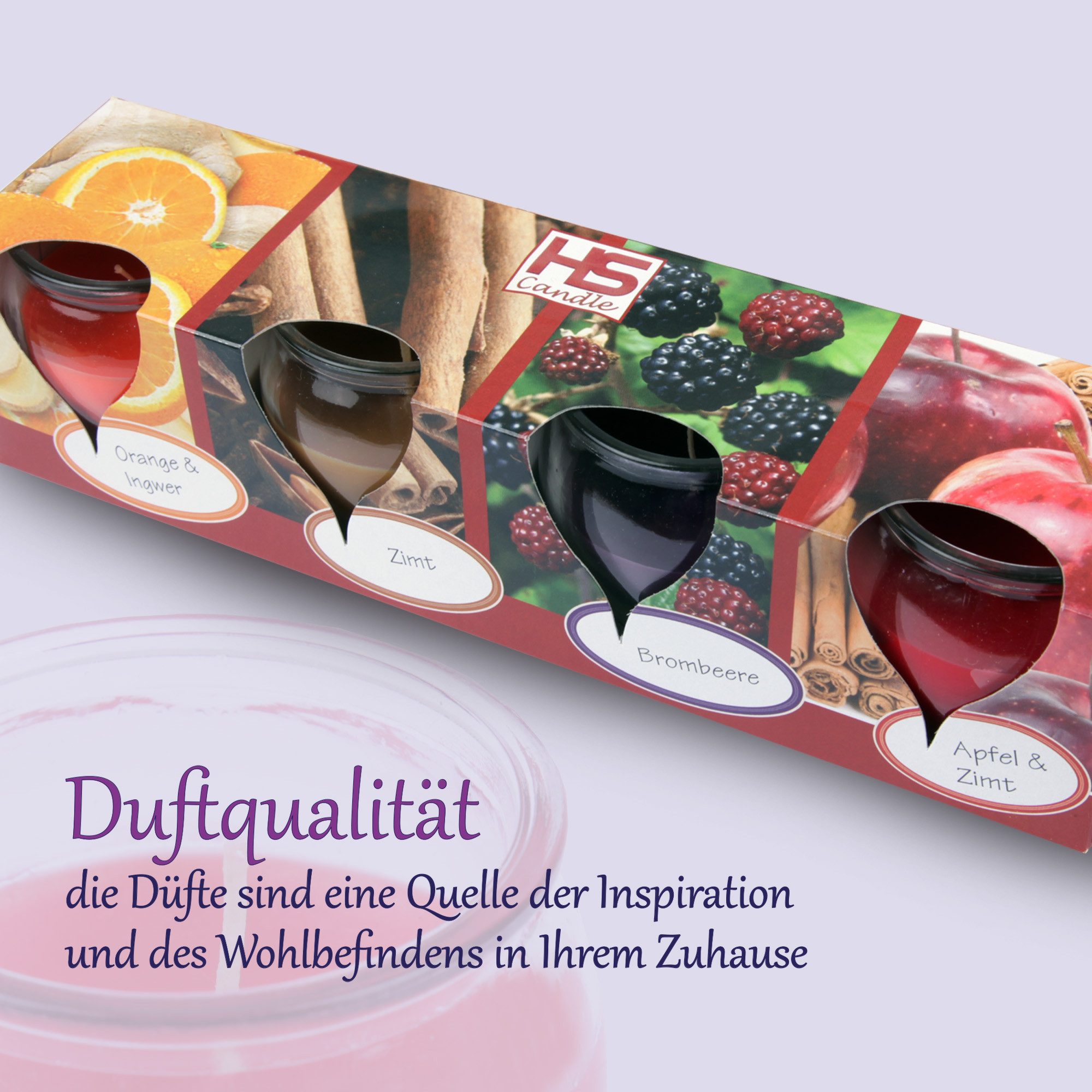 HS Candle Duftkerze Selection Duftmix im Glas (12-tlg), Winter Spice, Duftnote winterlich süß, Ø6x6cm, 18h, ideal für Advent – Bild 4 von 5