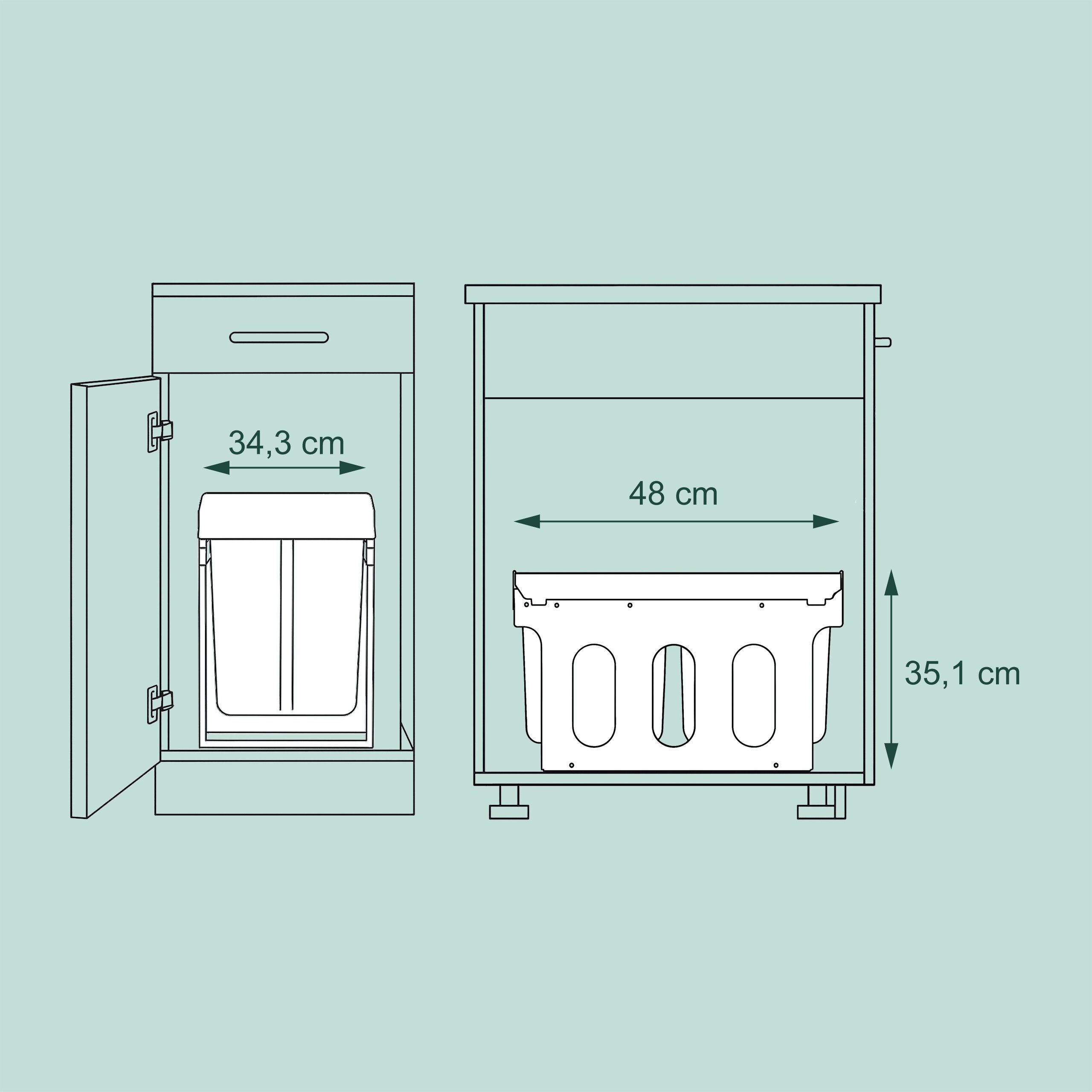 relaxdays Einbaumülleimer 3 fach schwarz