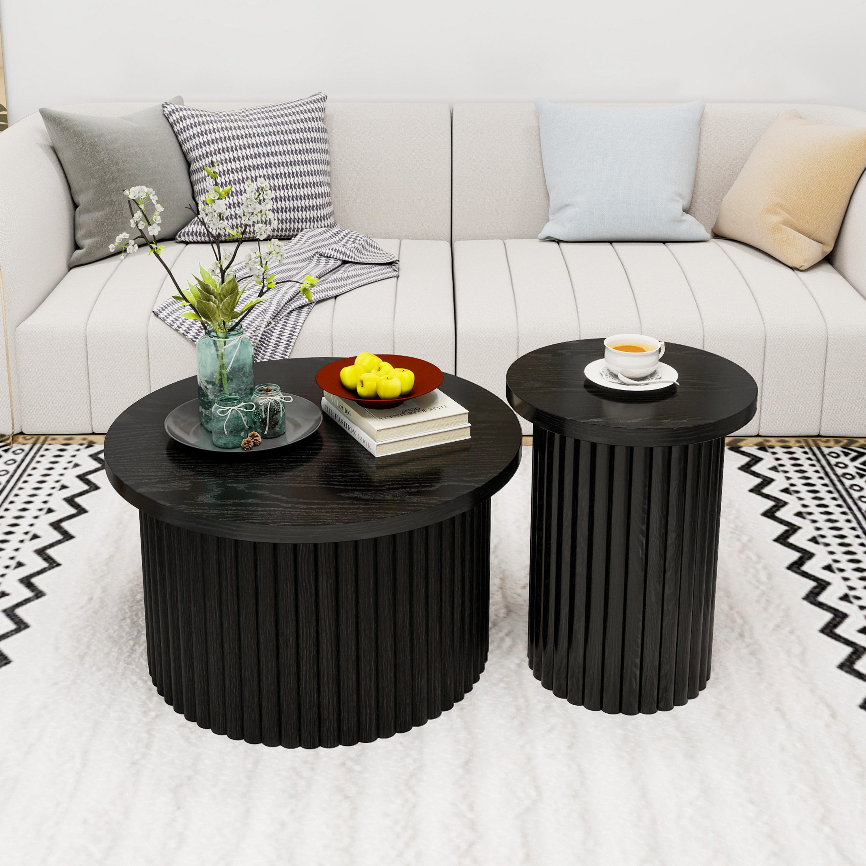 OKWISH Couchtisch Wohnzimmertisch Sofatisch (Runder Beistelltisch günstig online kaufen