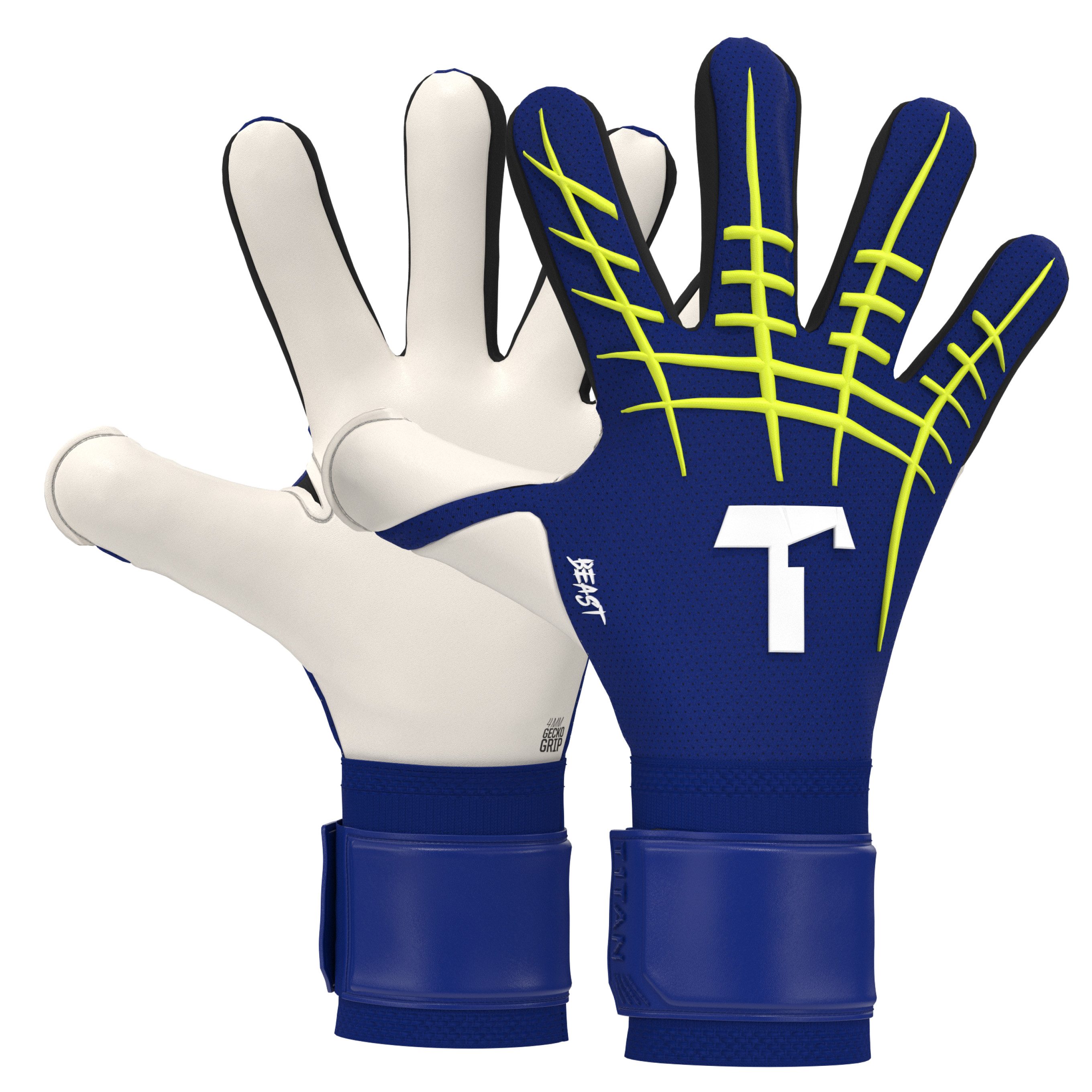 T1TAN Torwarthandschuhe Erwachsene, Blue BEAST, Größe 6-11