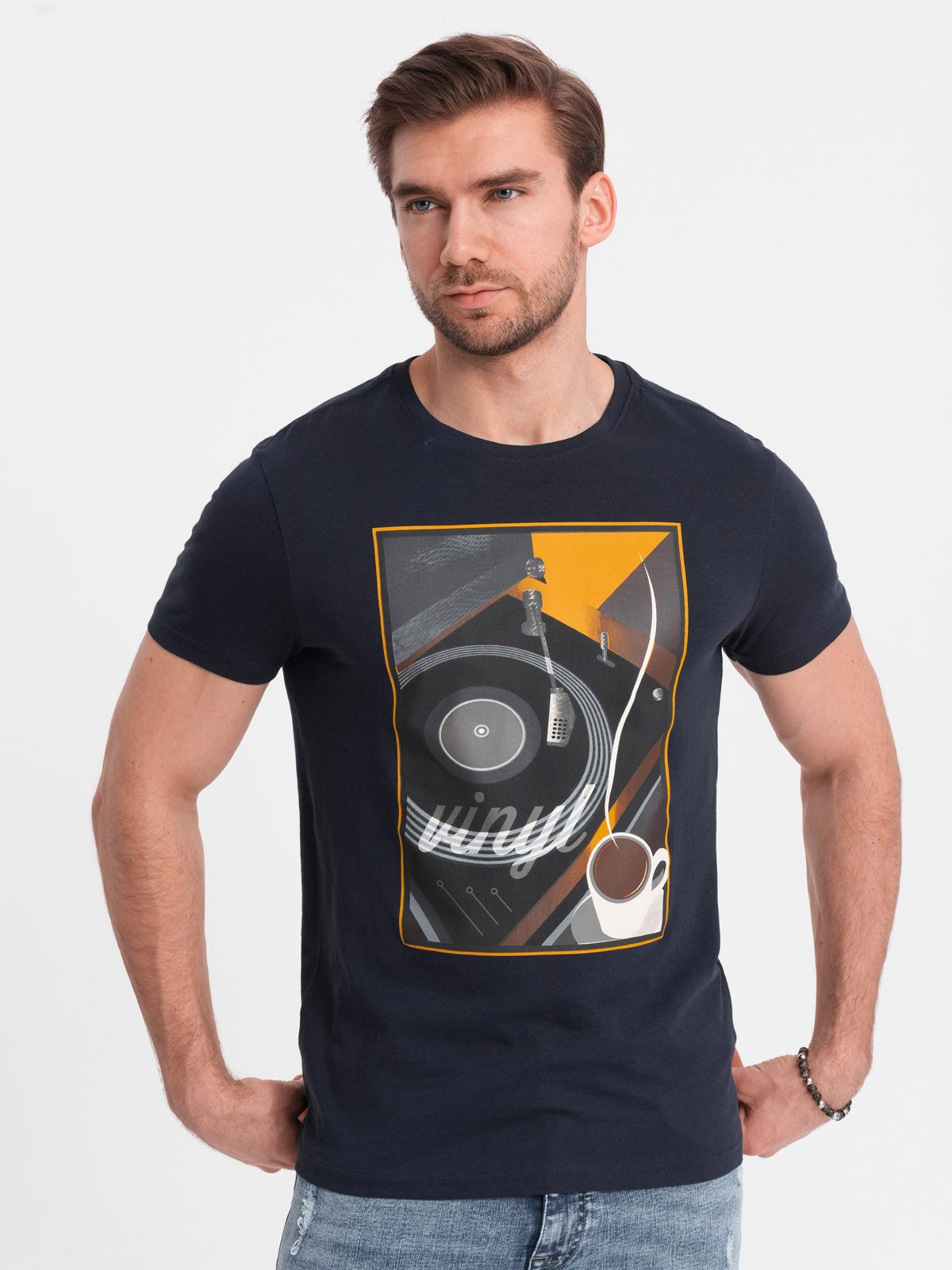 OMBRE Print-Shirt Herren-T-Shirt aus Baumwolle mit Vinyl-Aufdruck