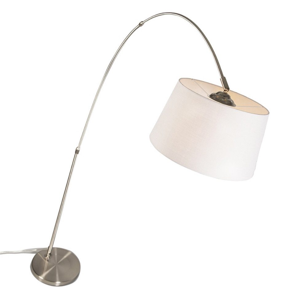 Qazqa Stehlampe Arc, ohne Leuchtmittel, E27, Weiß, Modern, Stahl, 1-flammig günstig online kaufen