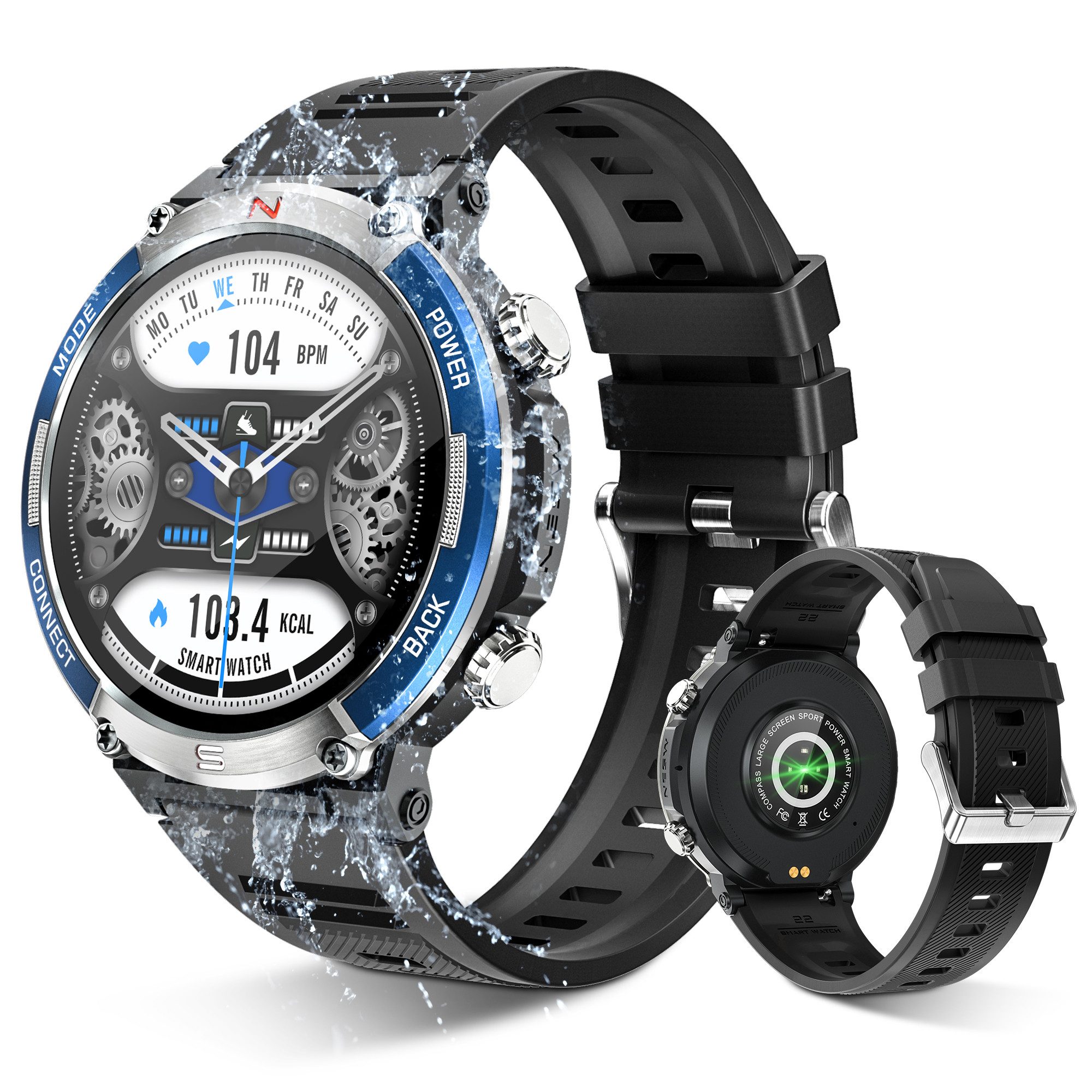 Smartwatch Fitness Tracker Uhr für Damen Herren mit Telefonfunktion Smartwatch