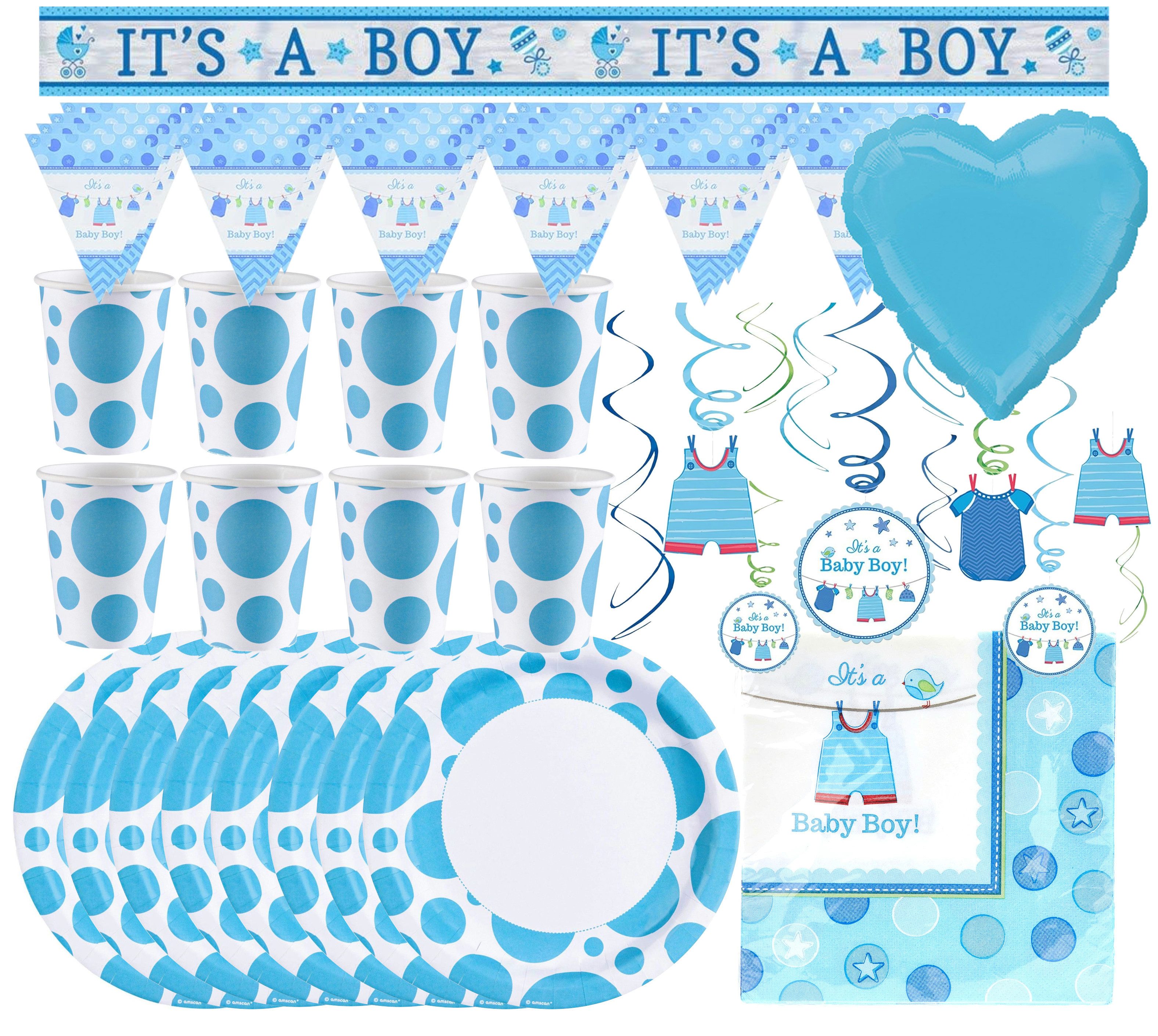 Amscan Einweggeschirr-Set Babyparty-Set - It's a Boy (47-tlg), Es ist ein Junge Babypinkeln Gender Reveal Party