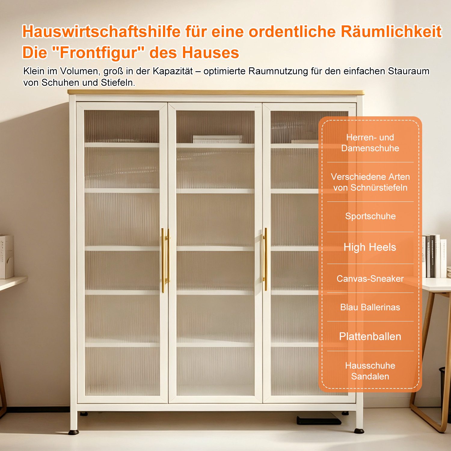 FOXSPORT Schuhschrank 7 Ebenen, mit verstellbaren Ablagen, 2- oder 3-türig (im Flur Diele, 32 cm tief) Schuhkommode mit Türen, Vitrinenschrank, Regalschrank