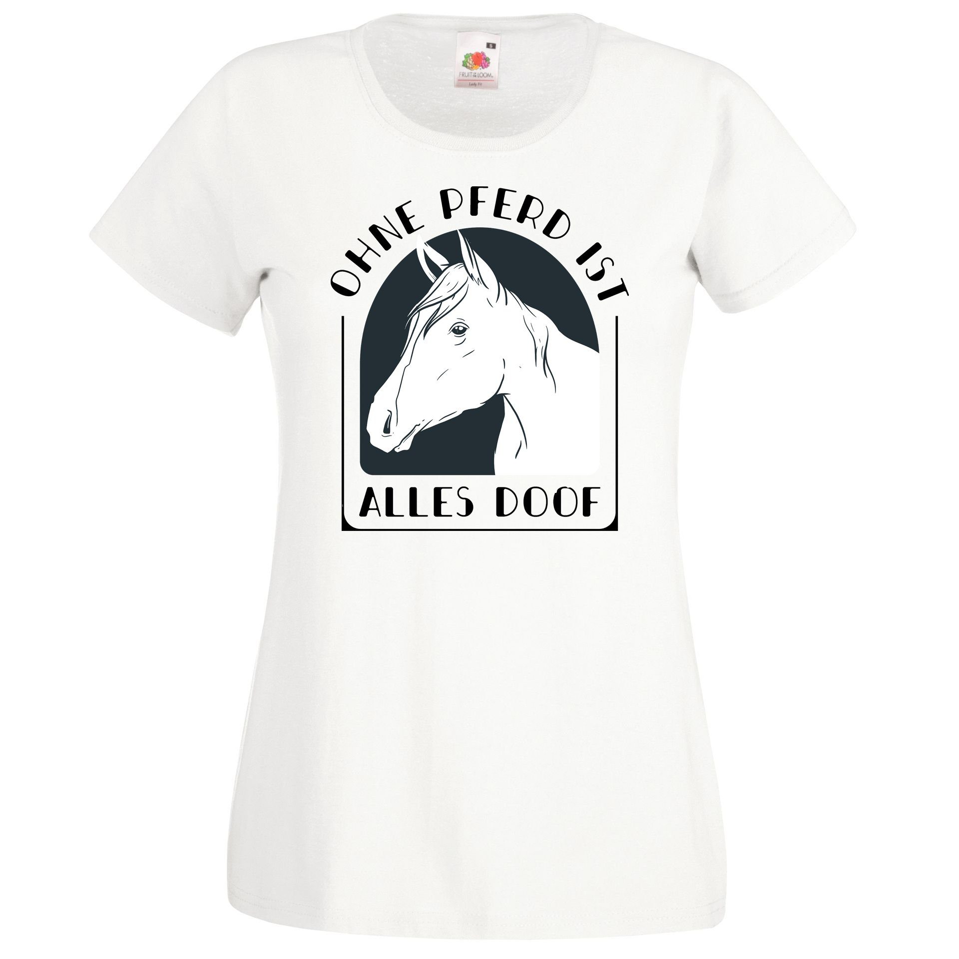 Youth Designz T-Shirt Ohne ist Damen mit Doof modischem Print alles Shirt Pferd Weiß