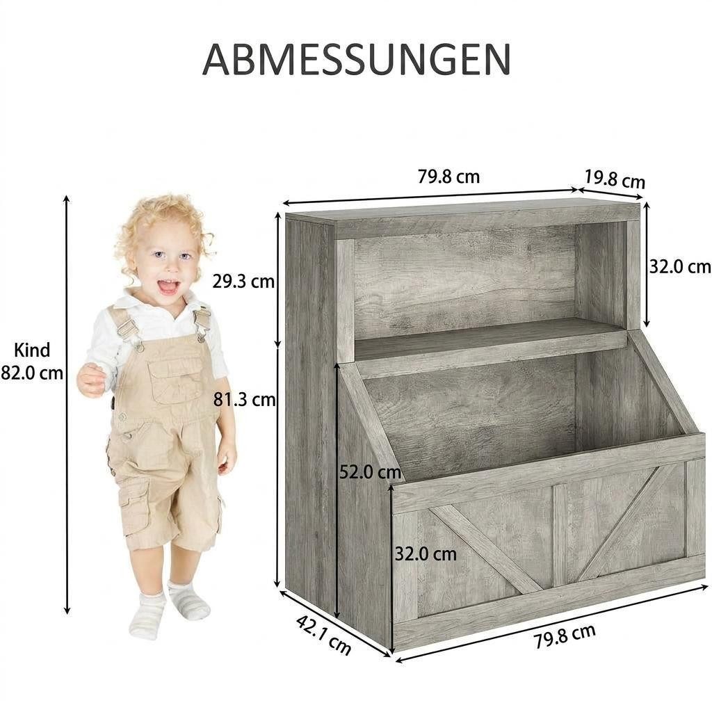 GarveeMore Kinderregal Bücherregal Kinder Spielzeugregal 80x42x81cm – Bild 3 von 5