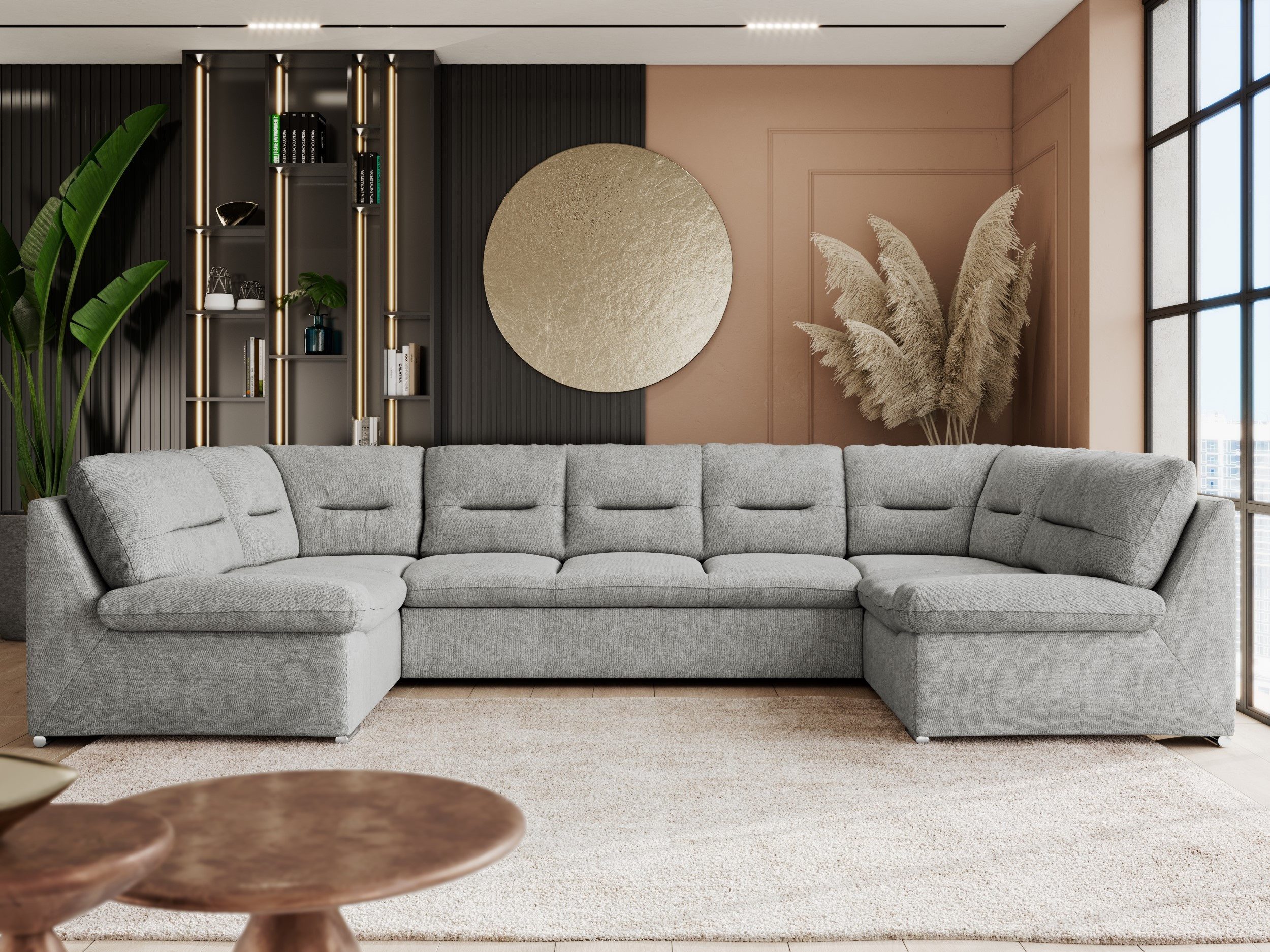MKS MÖBEL Ecksofa COMODO U, Set, Sofa big XXL, Wellenfedern, Wohnlandschaft XXL, mit Schlaffunktion, Bettfunktion, U-form Ecksofa, Schlafsofa, HR-Schaum