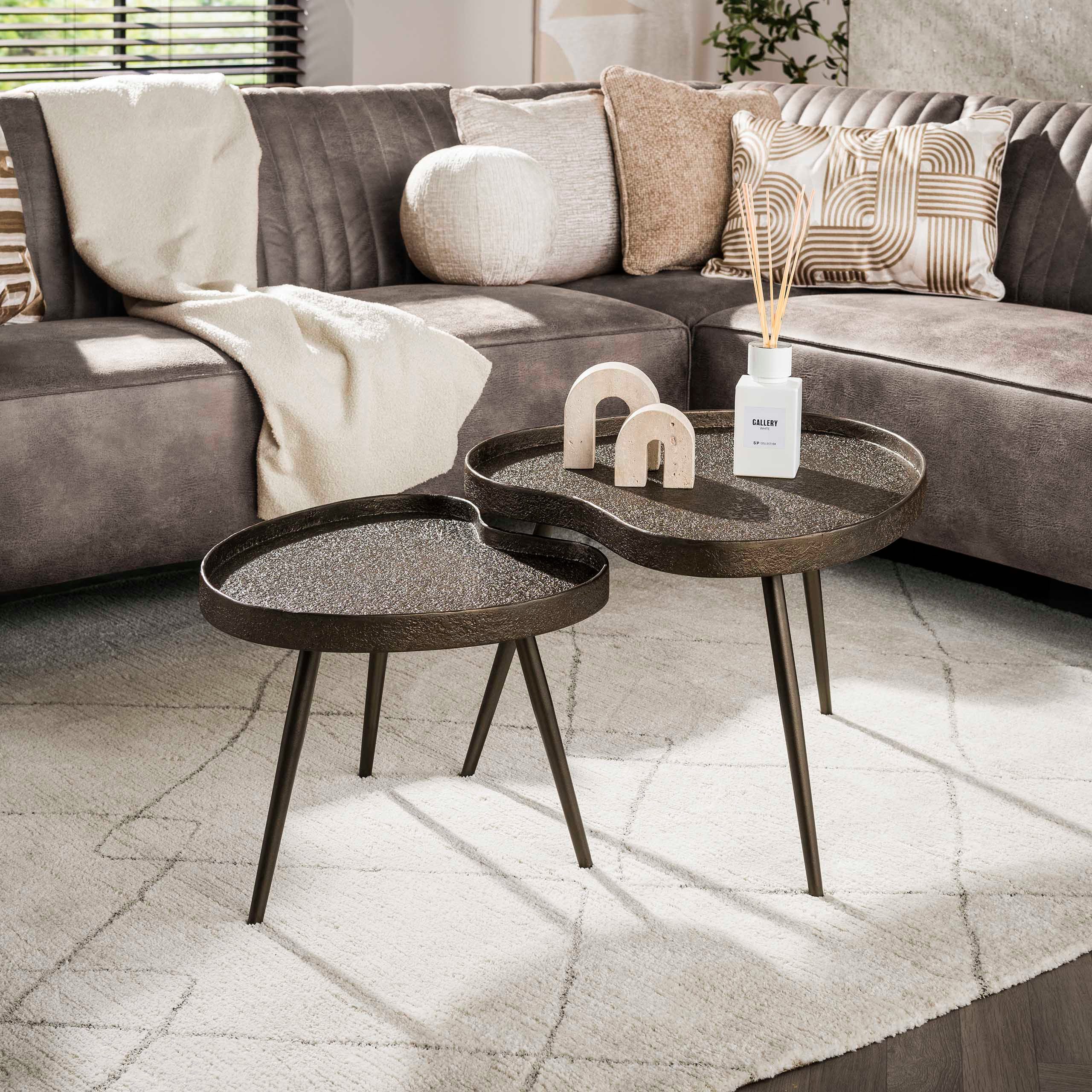 Sitheim-Europe Couchtisch Couchtisch 2er Set/ Bronzefarbenes Liquid Metal (2er Set)