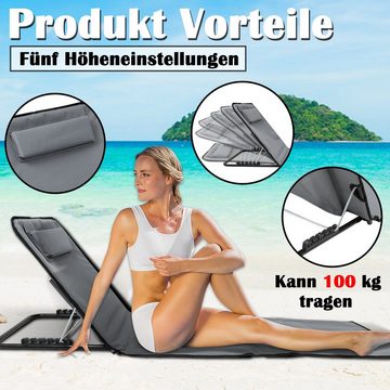 Randaco Gartenliege Strandmatte StrandLiege klappbar Mit Kissen Tasche 145x47cm, 1 St.