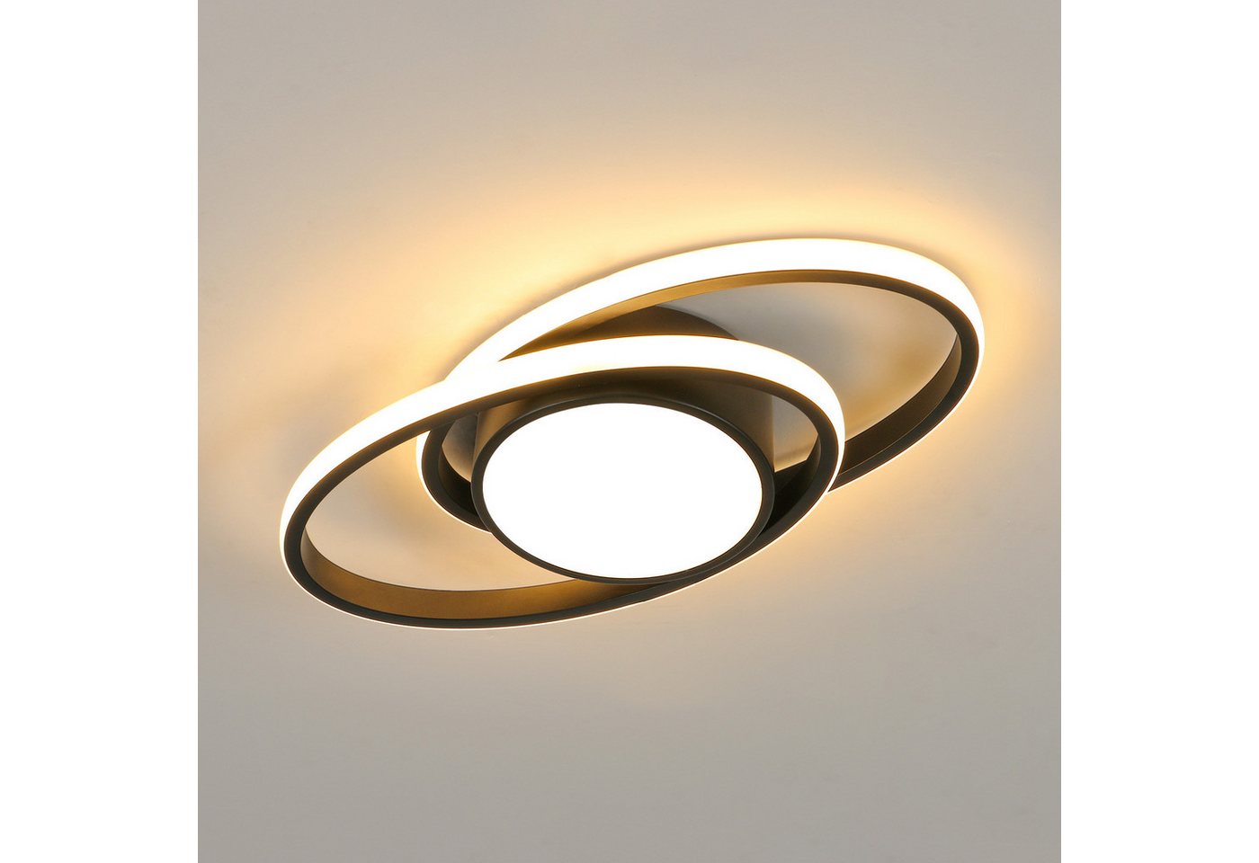 Riserva LED Deckenleuchte LED Deckenleuchte Oval Schwarz 39W Warmweiß 3000K Modern 220V