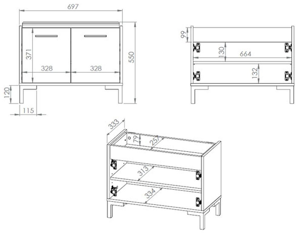 70 34 / Sitzbank cm 55 Feldmann-Wohnen B/T/H: / Nevio, cm cm