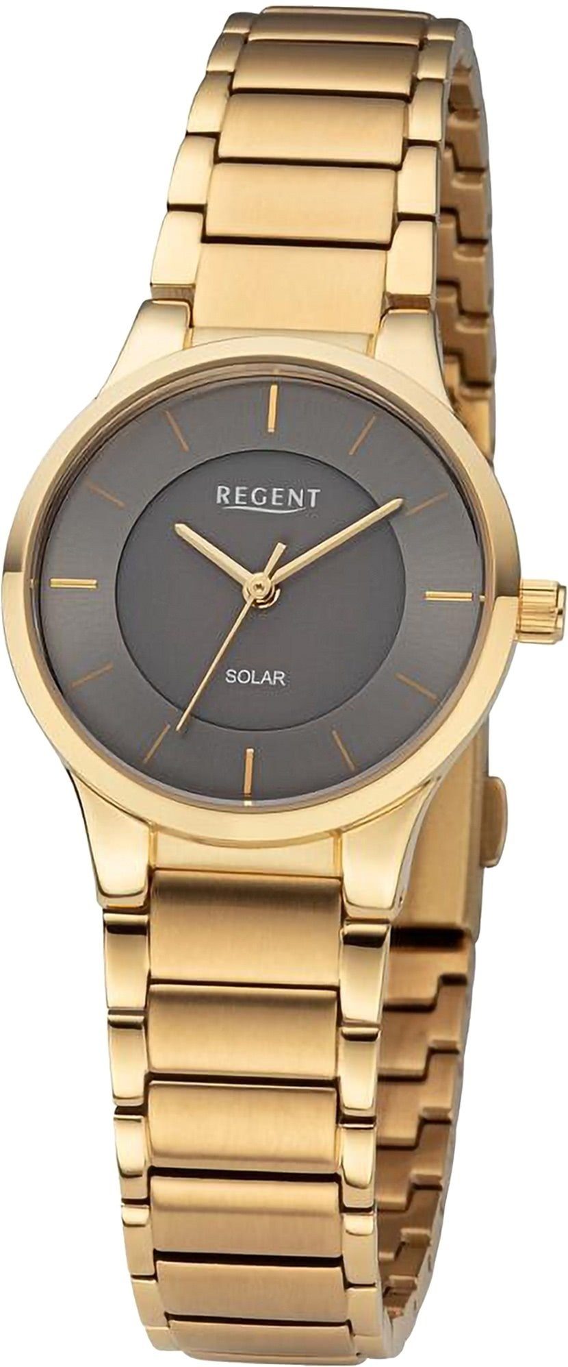 Regent Quarzuhr Regent Damen Armbanduhr Analog, (Analoguhr), Damen Armbanduhr rund, extra groß (ca. 28mm), Metallarmband