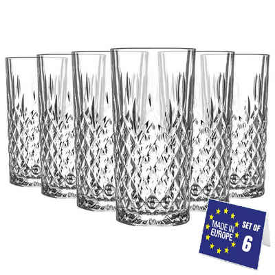 LAV Longdrinkglas Odin Wassergläser: 6x 356ml Set, Vielseitig für Getränke, Glas