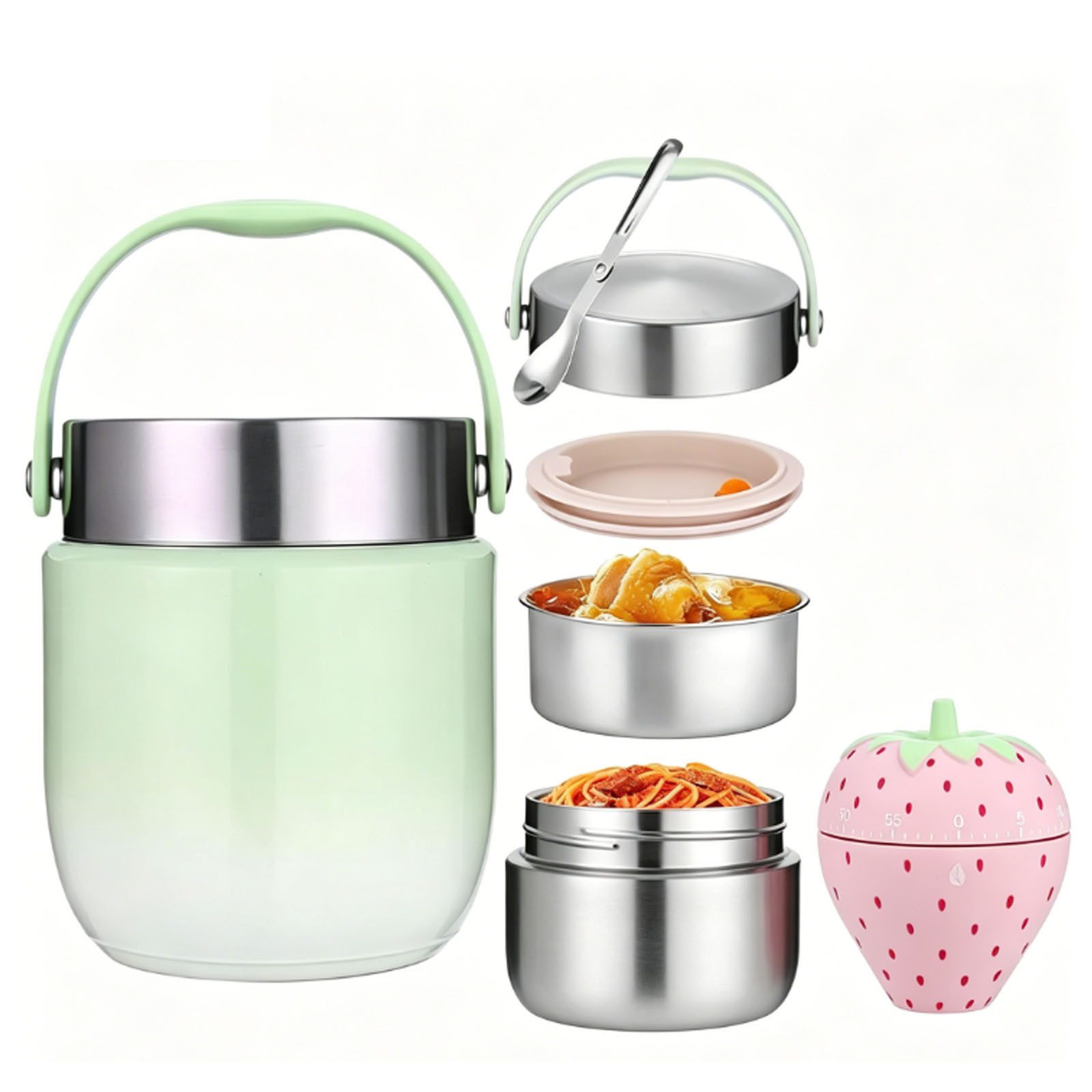 FELIXLEO Thermobehälter Erdbeere Intervall Timer & 1200ml Outdoor Thermobehälter für Essen, (1-tlg)
