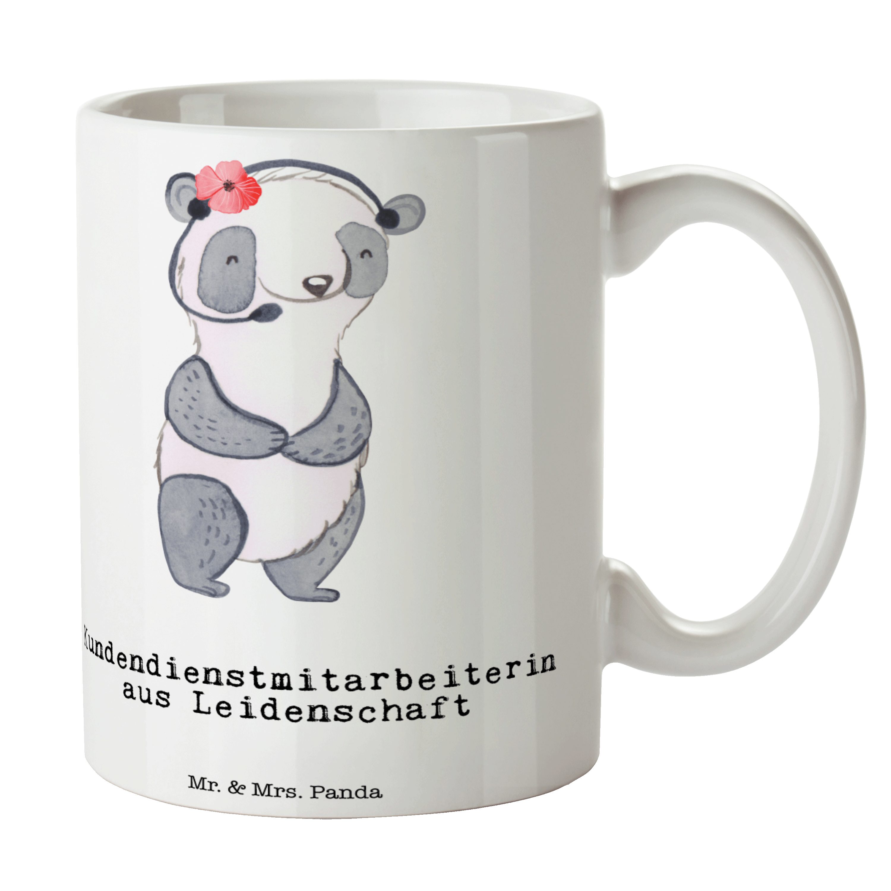 Mr. & Mrs. Panda Tasse Kundendienstmitarbeiterin Leidenschaft - Weiß - Geschenk, Tasse, back, Keramik, Exklusive Motive