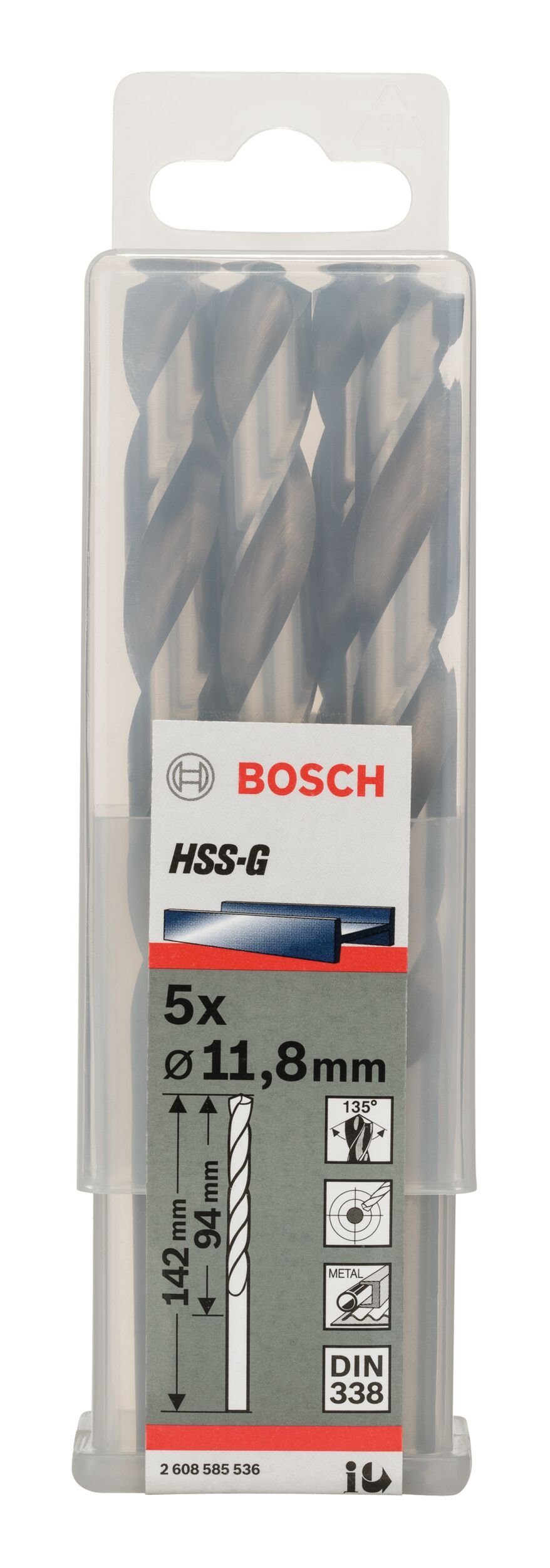 11,8 - Metallbohrer, 142 mm x 5er-Pack x Stück), 338) (DIN (5 HSS-G 94 BOSCH -