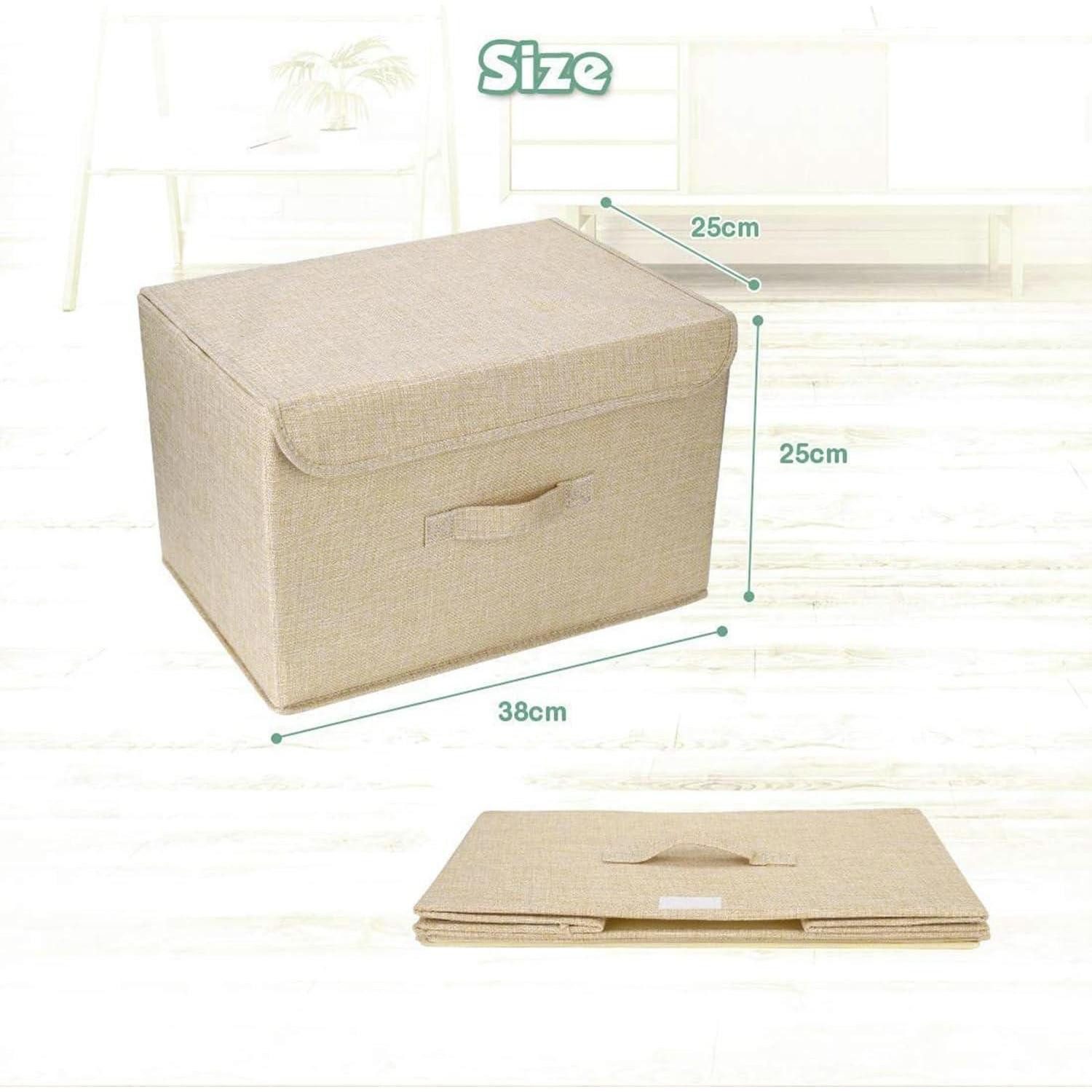 LuxusKollektion Faltbox Aufbewahrungsboxen Faltbox Deckel Griff Stoff 2 Stück Beige